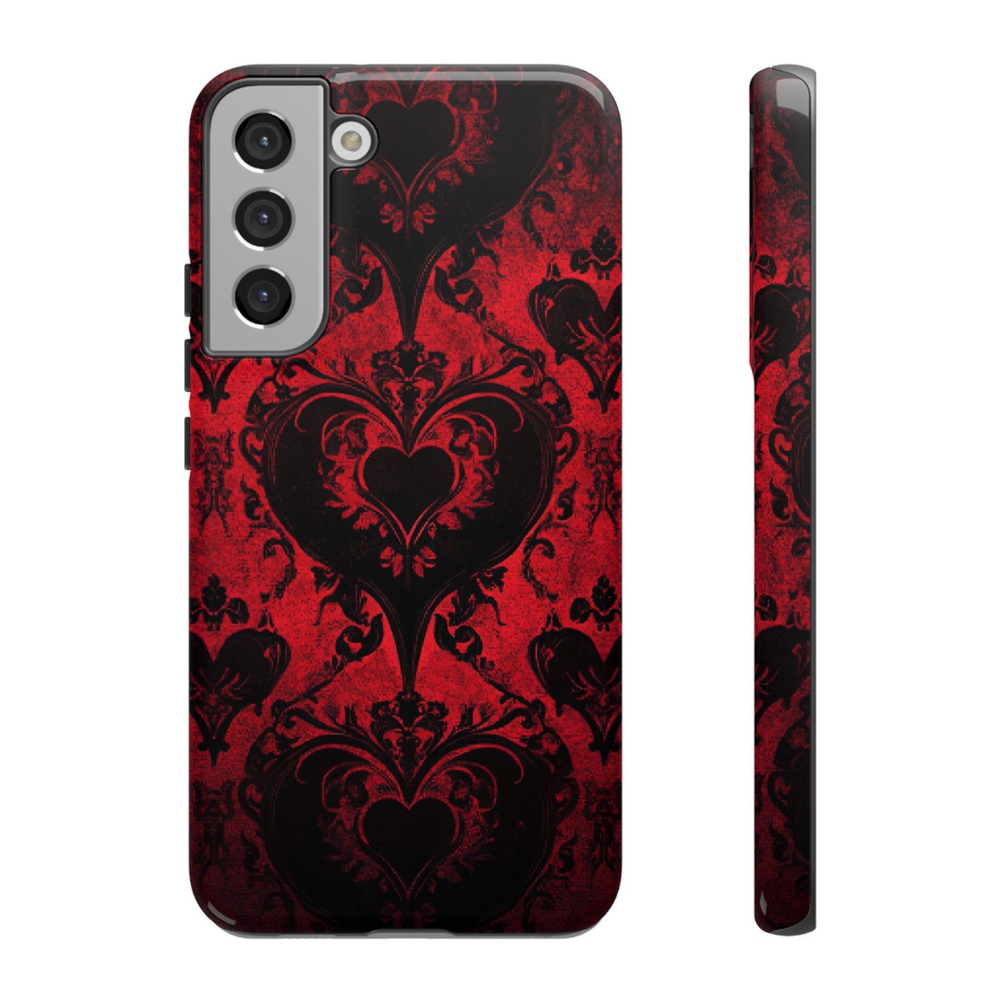 Gothic Dark Romance Phone Case - Black Hearts Phone Cover - iPhone 16 15 14 13 12 11, Samsung Galaxy & Google Pixel Phone Covers