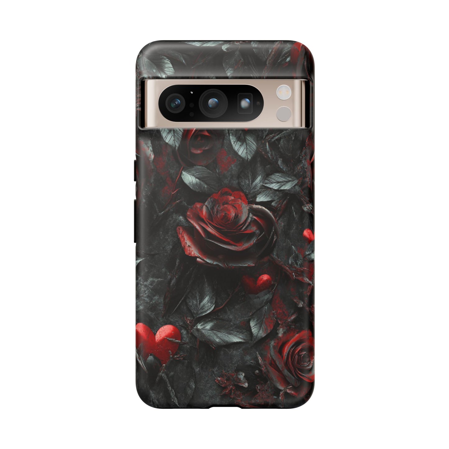 Gothic Valentine Phone Case - Dark Romance Roses and Hearts - iPhone 16 15 14 13 12 11, Samsung Galaxy & Google Pixel Phone Covers