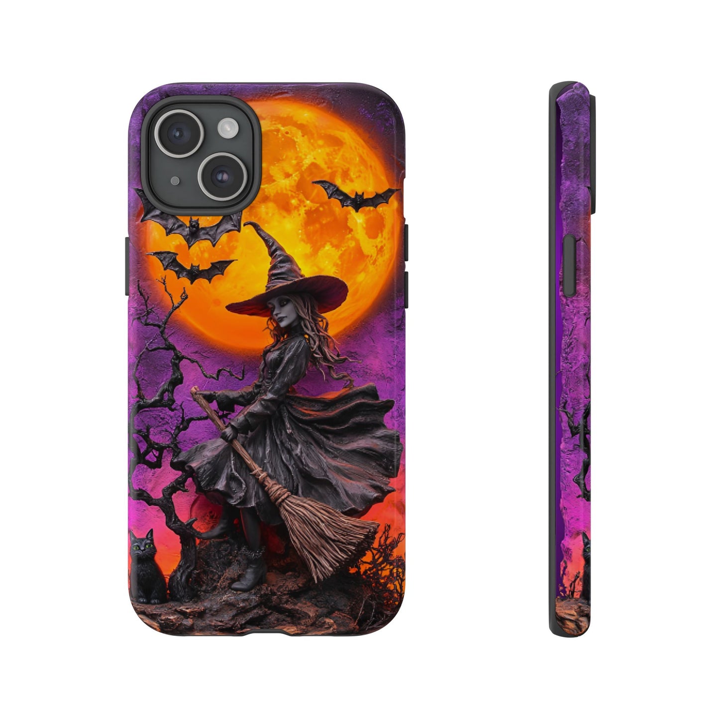 Witch and Bats Phone Case - Witchy Halloween Phone Cases for iPhone 16 15 14 13 12 11, Samsung Galaxy & Google Pixel