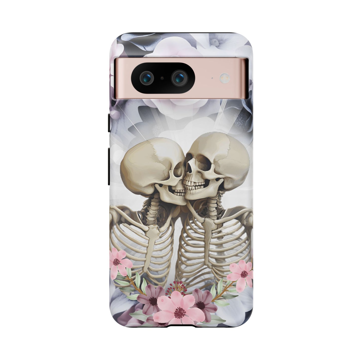 Skeleton Couple Phone Case - Floral Love Halloween Phone Cases for iPhone 16 15 14 13 12 11, Samsung Galaxy & Google Pixel