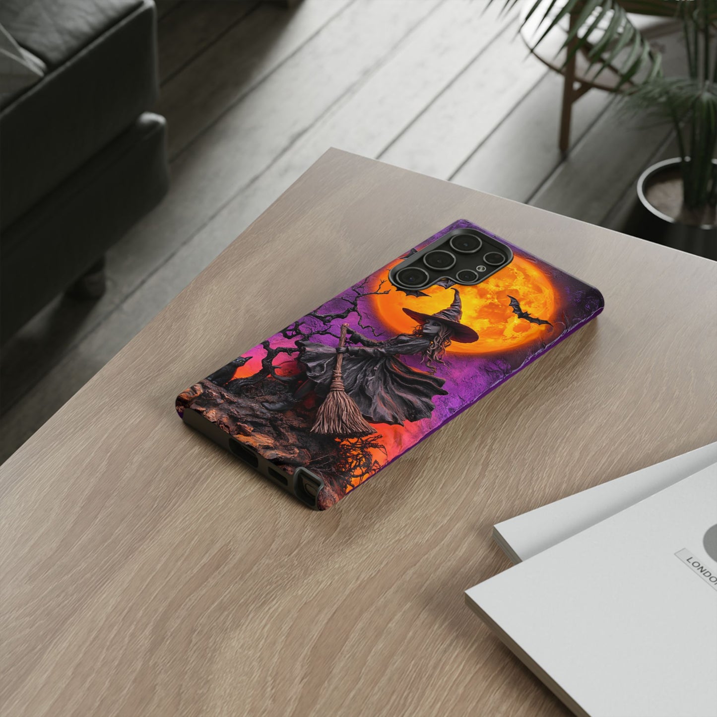 Witch and Bats Phone Case - Witchy Halloween Phone Cases - iPhone 16 15 14 13 12 11, Samsung Galaxy & Google Pixel Phone Covers