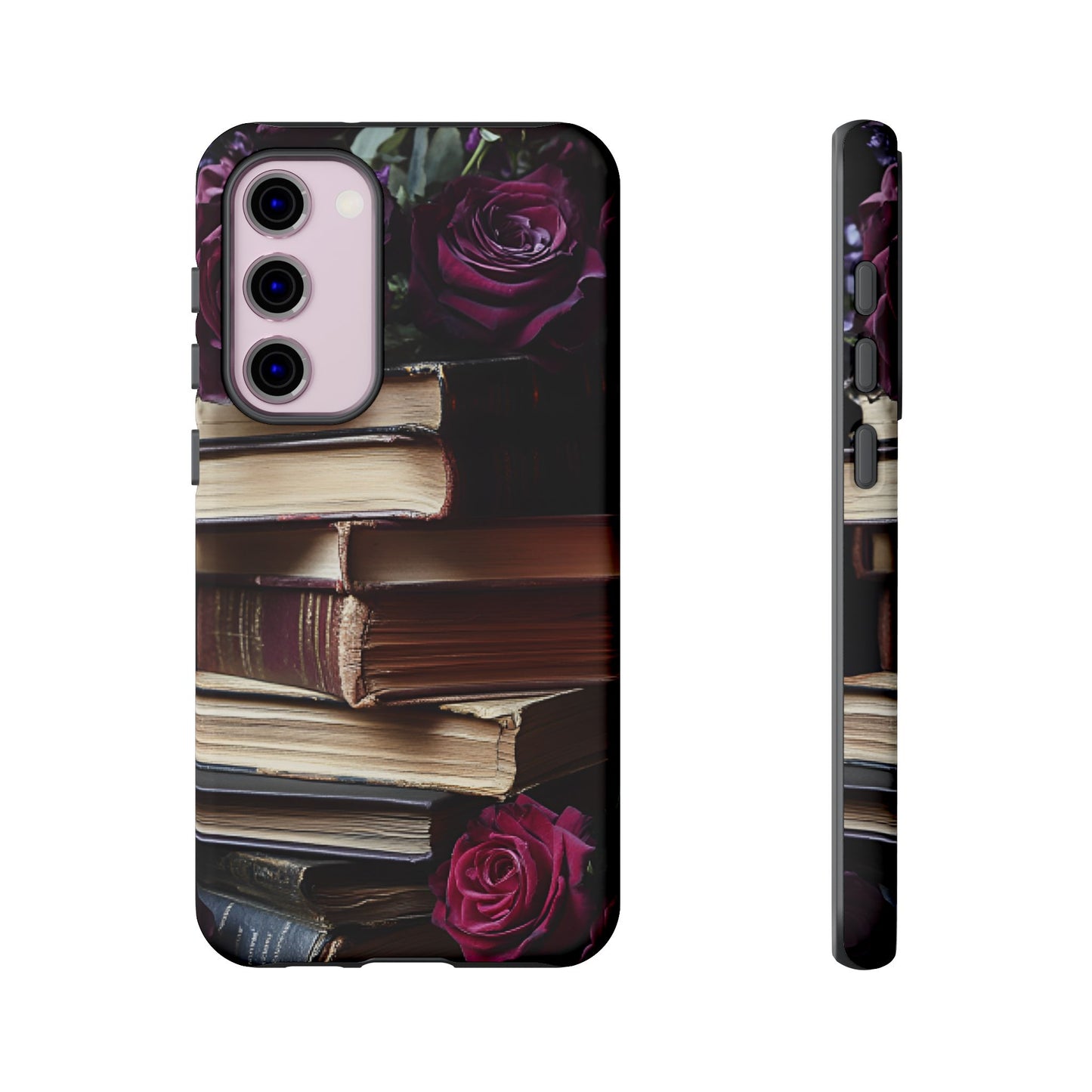 Books and Roses Phone Case - Bookish Dark Academia Phone Cover for iPhone 16 15 14 13 12 11, Samsung Galaxy & Google Pixel