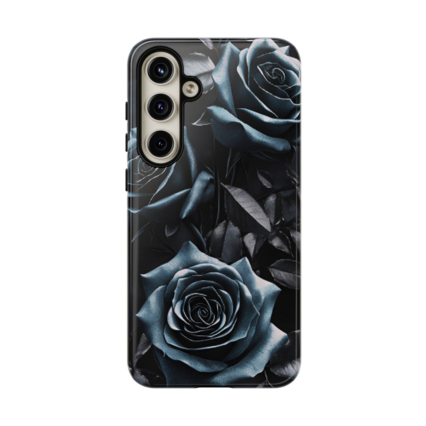 Black and Blue Roses Phone Case - Dark and Moody Gothic Flower Phone Cases for iPhone 16 15 14 13 12 11, Samsung Galaxy & Google Pixel