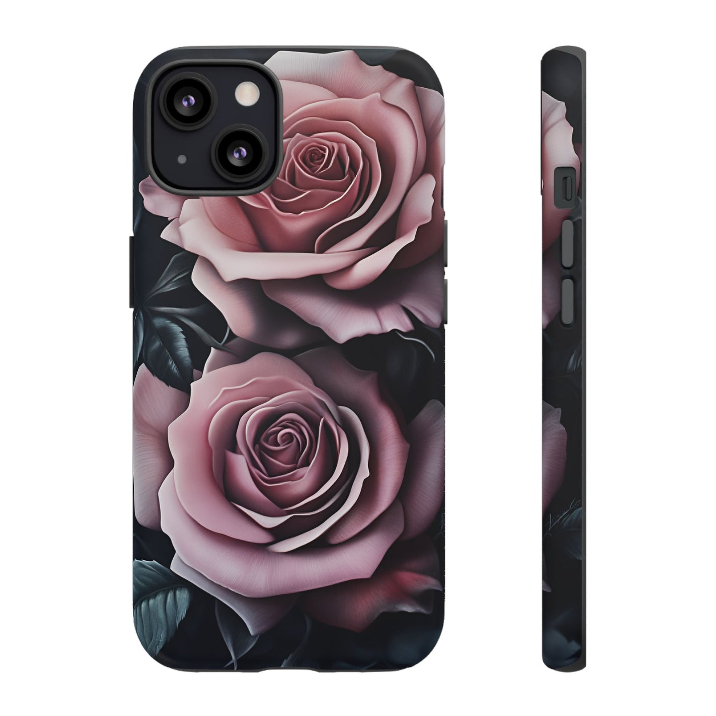 Pastel Goth Roses Phone Case - Gothic Black and Pink Flowers Phone Cases - iPhone 16 15 14 13 12 11, Samsung Galaxy & Google Pixel Phone Covers