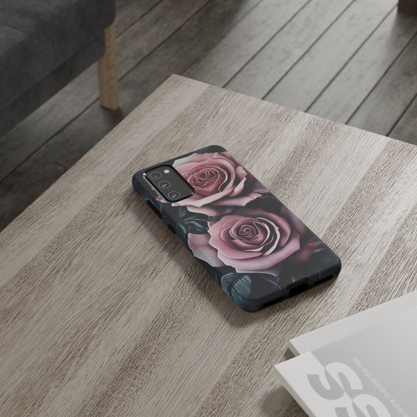 Pastel Goth Roses Phone Case - Gothic Black and Pink Flowers Phone Cases for iPhone 16 15 14 13 12 11, Samsung Galaxy & Google Pixel