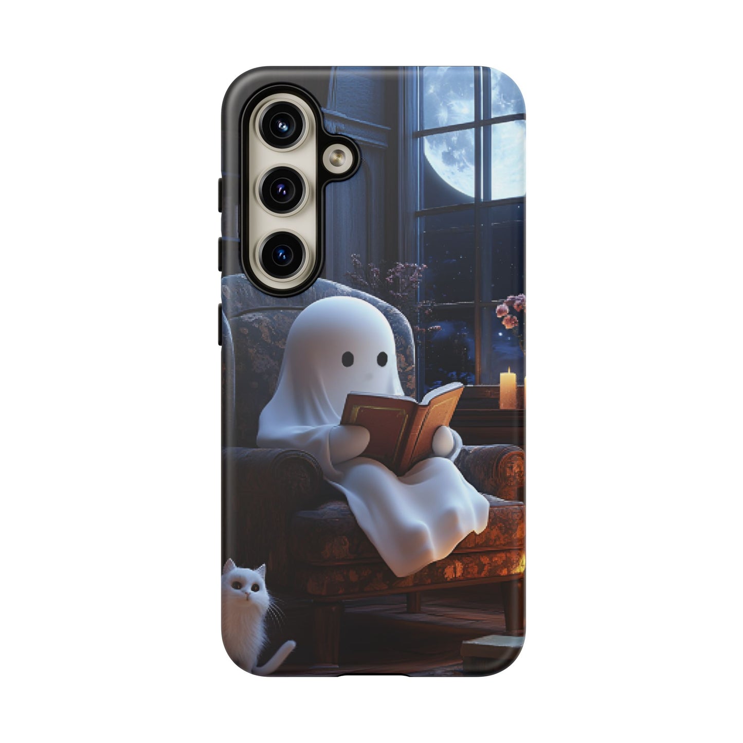 Ghost Reading Book Phone Case - Bookish Halloween Phone Cases for iPhone 16 15 14 13 12 11, Samsung Galaxy & Google Pixel