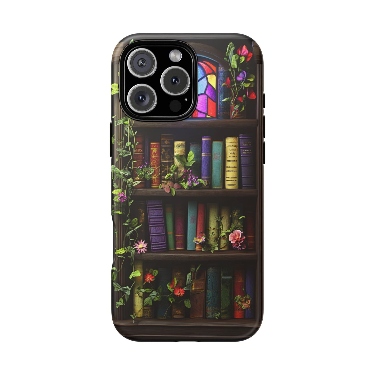 Bookshelf and Stained Glass Window Phone Case - Book Lover Phone Cases - iPhone 16 15 14 13 12 11, Samsung Galaxy & Google Pixel Phone Covers