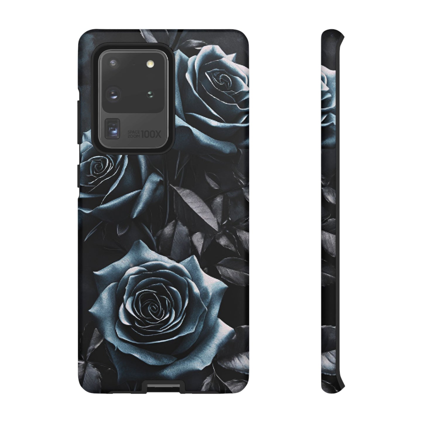 Black and Blue Roses Phone Case - Dark and Moody Gothic Flower Phone Cases for iPhone 16 15 14 13 12 11, Samsung Galaxy & Google Pixel