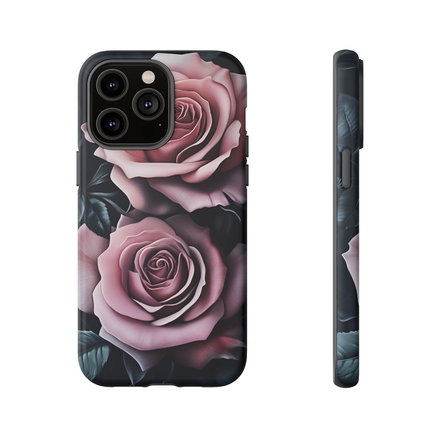 Pastel Goth Roses Phone Case - Gothic Black and Pink Flowers Phone Cases - iPhone 16 15 14 13 12 11, Samsung Galaxy & Google Pixel Phone Covers