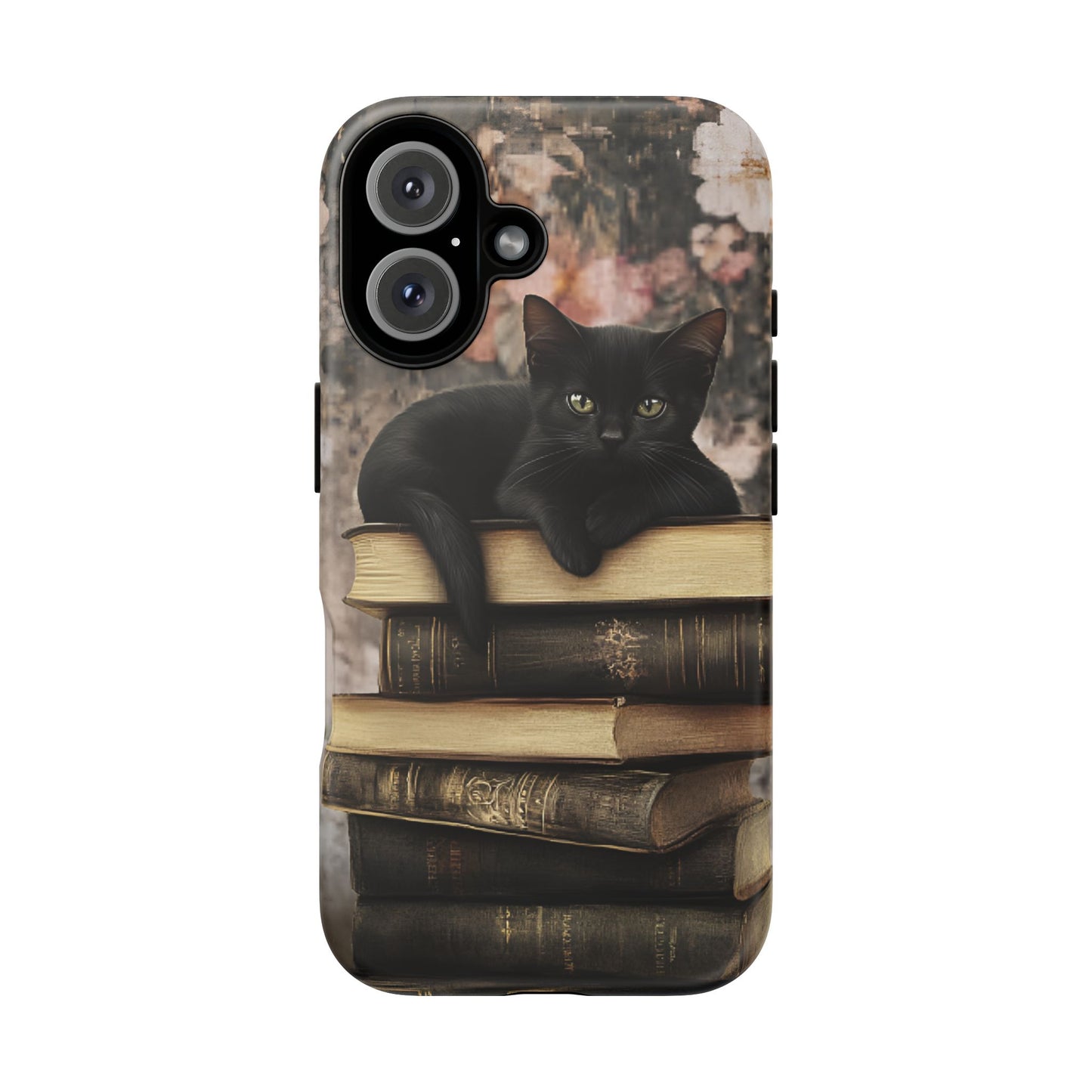 Black Cat and Books Phone Case - Vintage Dark Academia Library Phone Cases - iPhone 16 15 14 13 12 11, Samsung Galaxy & Google Pixel Phone Covers