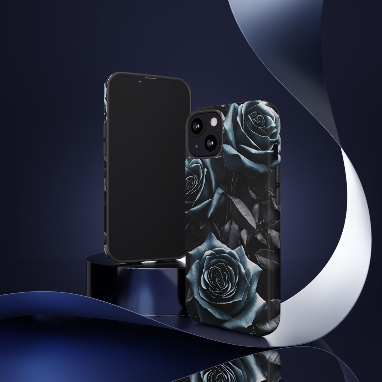 Black and Blue Roses Phone Case - Dark and Moody Gothic Flower Phone Cases for iPhone 16 15 14 13 12 11, Samsung Galaxy & Google Pixel