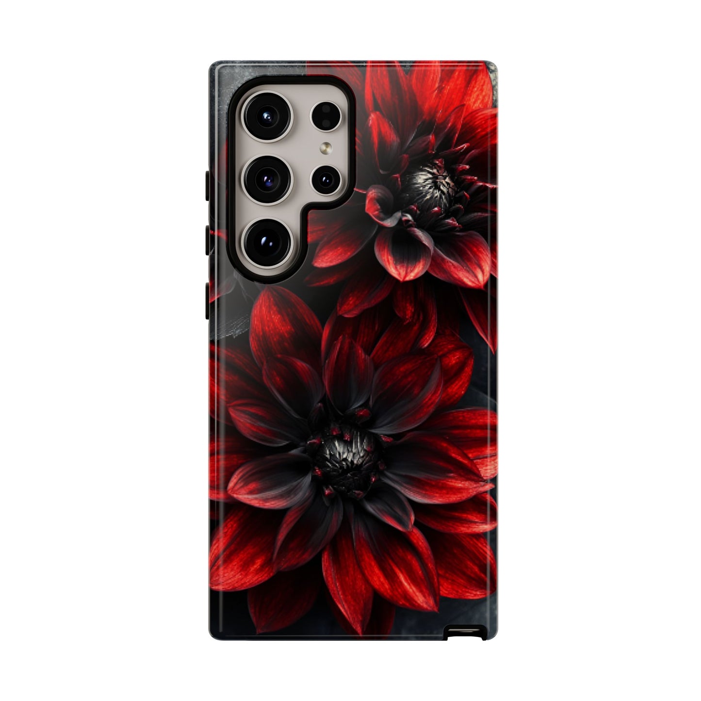 Black and Red Flower Phone Case - Gothic Dark Floral Phone Cases - iPhone 16 15 14 13 12 11, Samsung Galaxy & Google Pixel Phone Covers