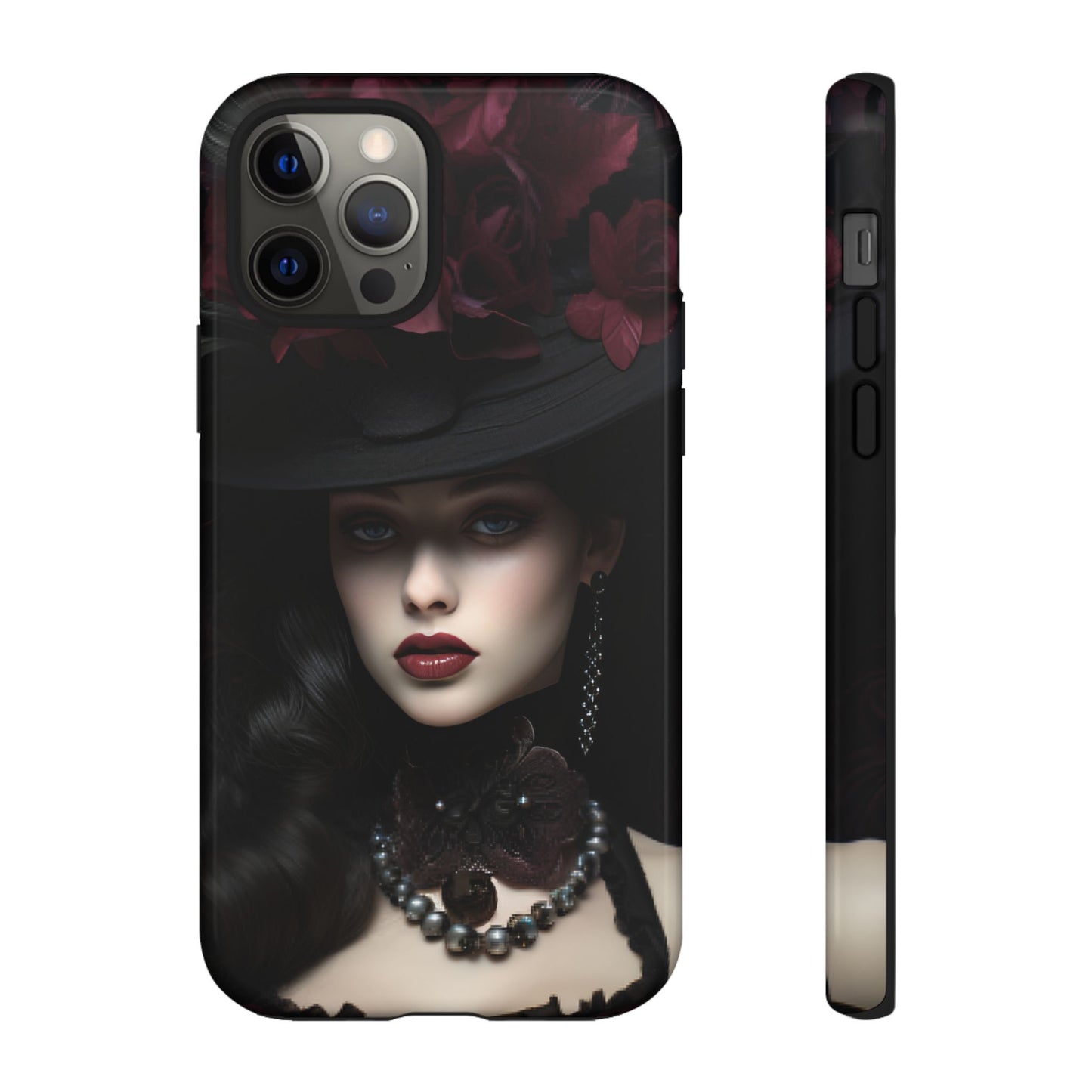 Victorian Goth Phone Case with Vintage Gothic Woman - iPhone 16 15 14 13 12 11, Samsung Galaxy & Google Pixel Phone Covers