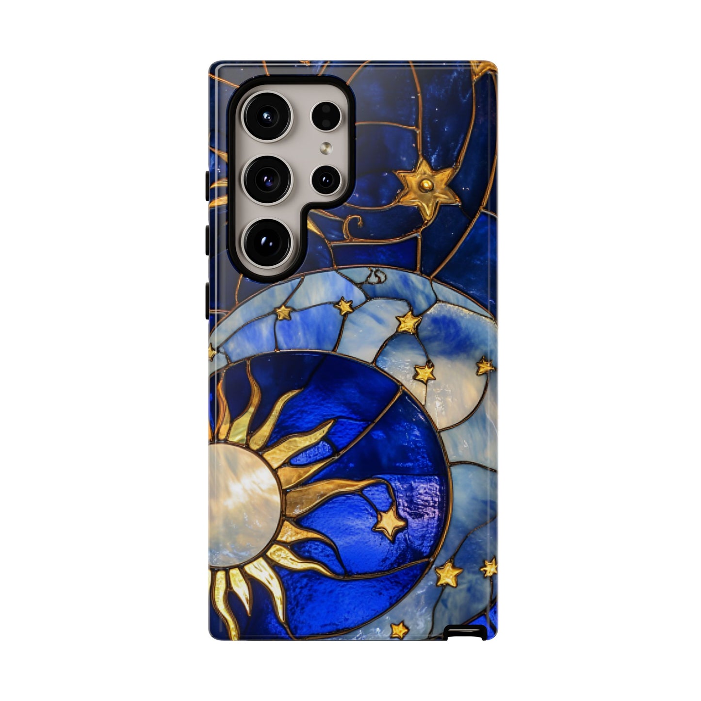 Moon and Sun Stained Glass Phone Case - iPhone 16 15 14 13 12 11, Samsung Galaxy & Google Pixel Phone Covers