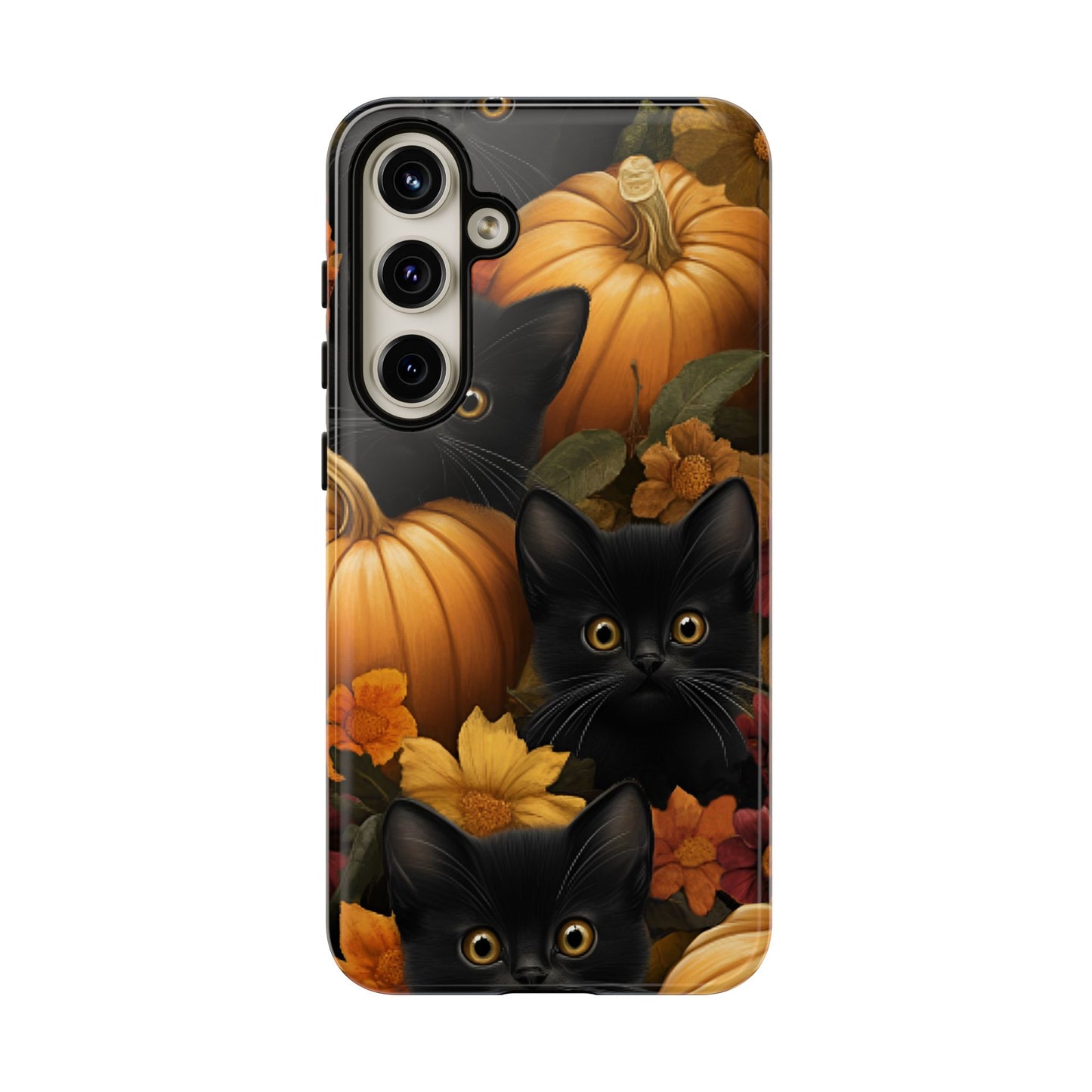 Black Cats and Pumpkins Phone Case - Cute Halloween Phone Cases for iPhone 16 15 14 13 12 11, Samsung Galaxy & Google Pixel