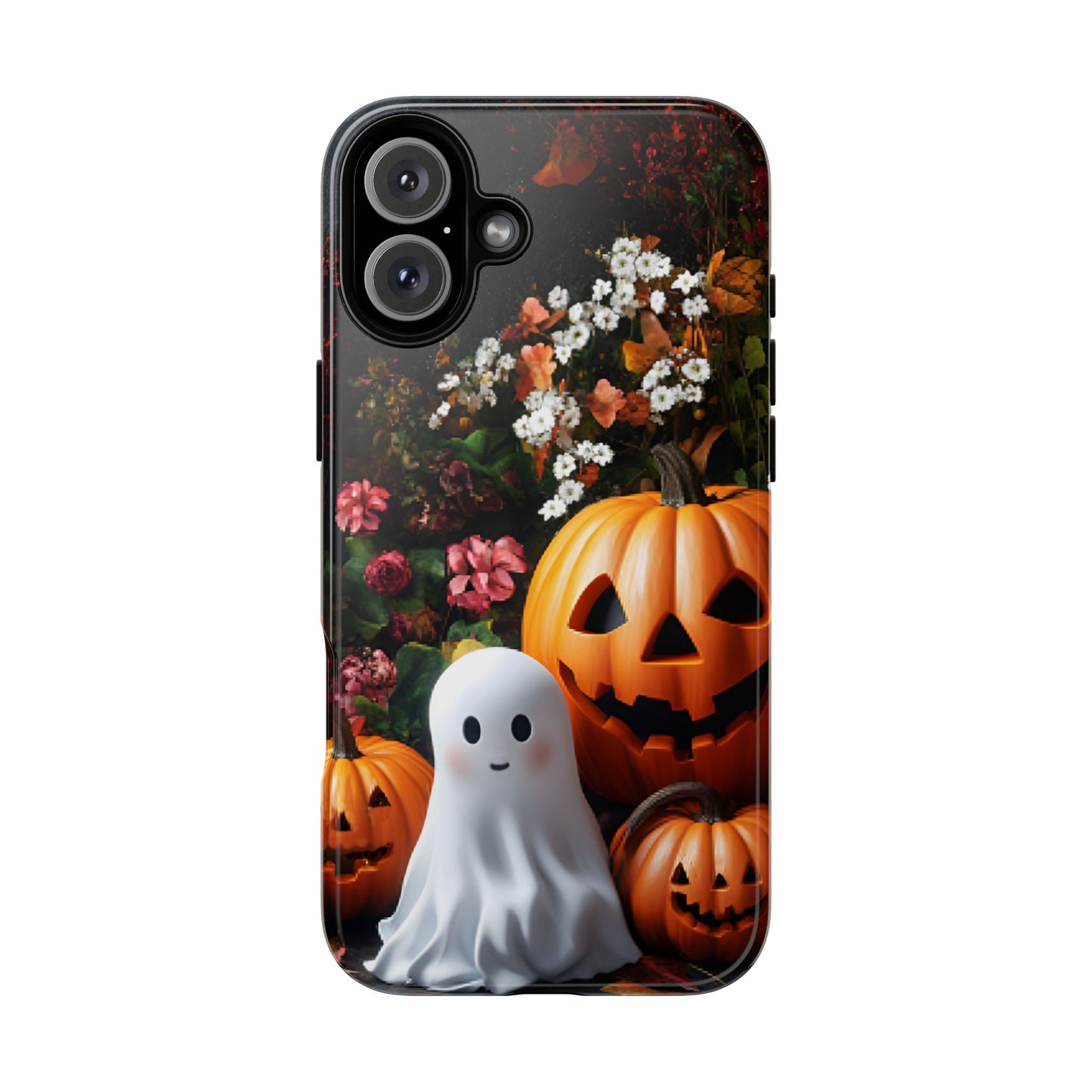 Halloween Phone Case with Cute Ghost and Pumpkins for iPhone 16 15 14 13 12 11, Samsung Galaxy & Google Pixel