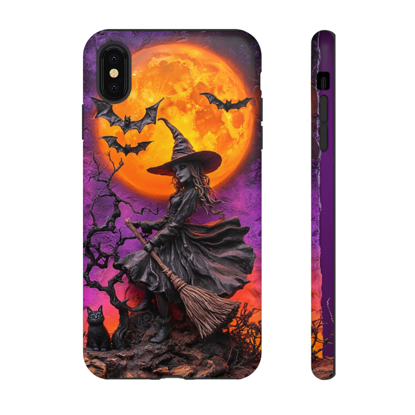 Witch and Bats Phone Case - Witchy Halloween Phone Cases - iPhone 16 15 14 13 12 11, Samsung Galaxy & Google Pixel Phone Covers