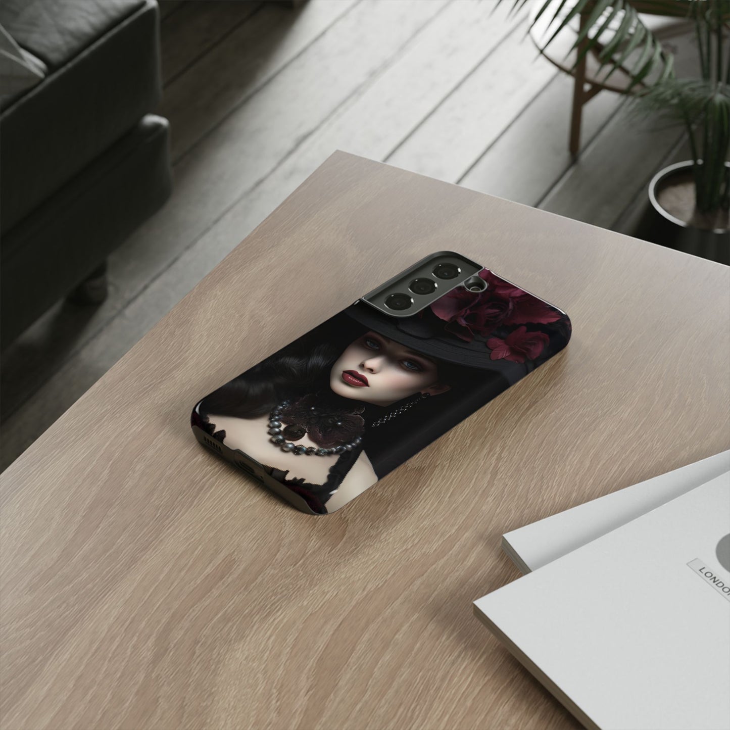 Victorian Goth Phone Case with Vintage Gothic Woman - iPhone 16 15 14 13 12 11, Samsung Galaxy & Google Pixel Phone Covers