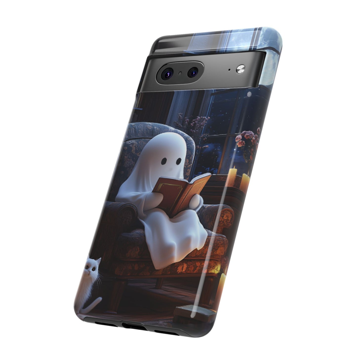 Ghost Reading Book Phone Case - Bookish Halloween Phone Cases - iPhone 16 15 14 13 12 11, Samsung Galaxy & Google Pixel Phone Covers