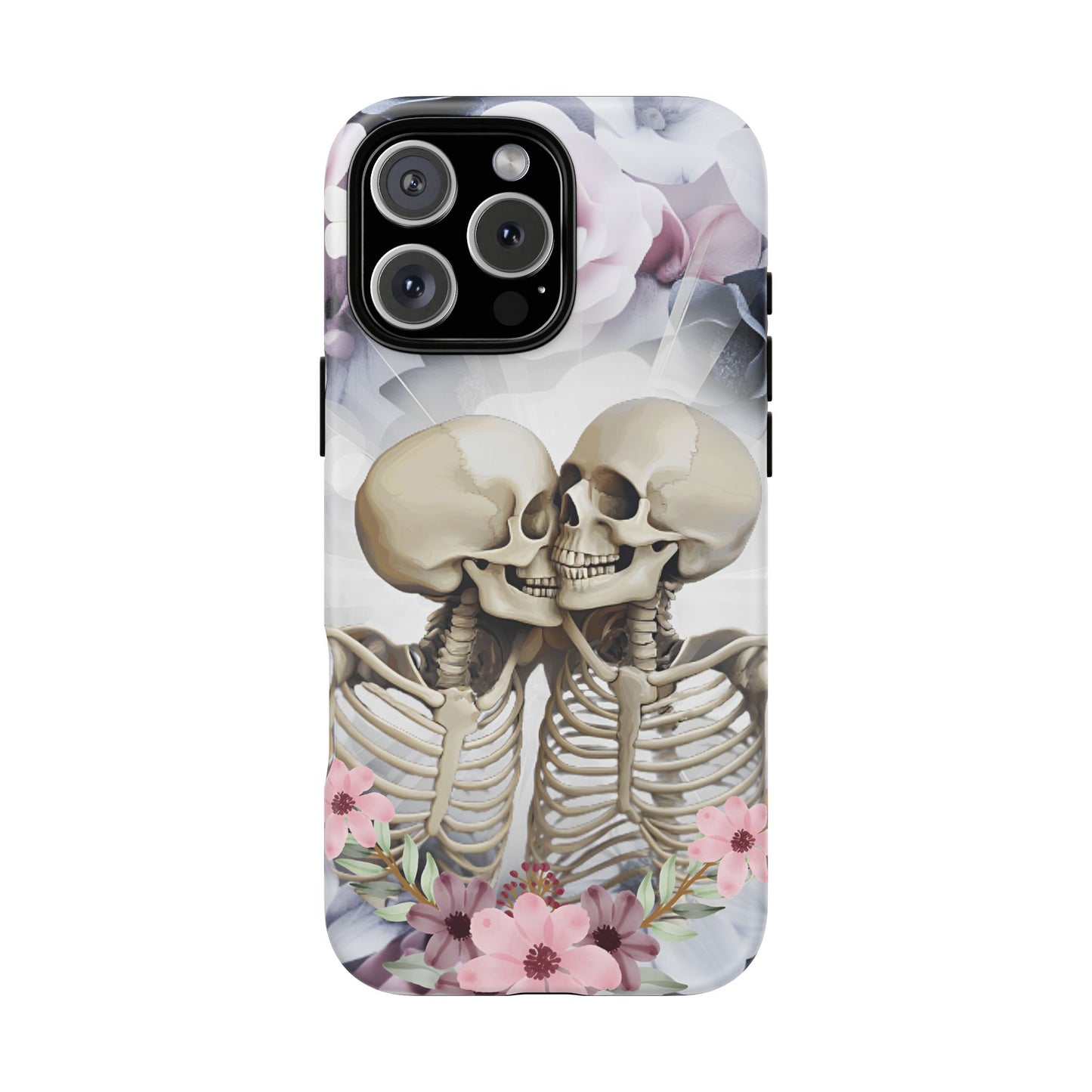 Skeleton Couple Phone Case - Floral Love Halloween Phone Cases for iPhone 16 15 14 13 12 11, Samsung Galaxy & Google Pixel