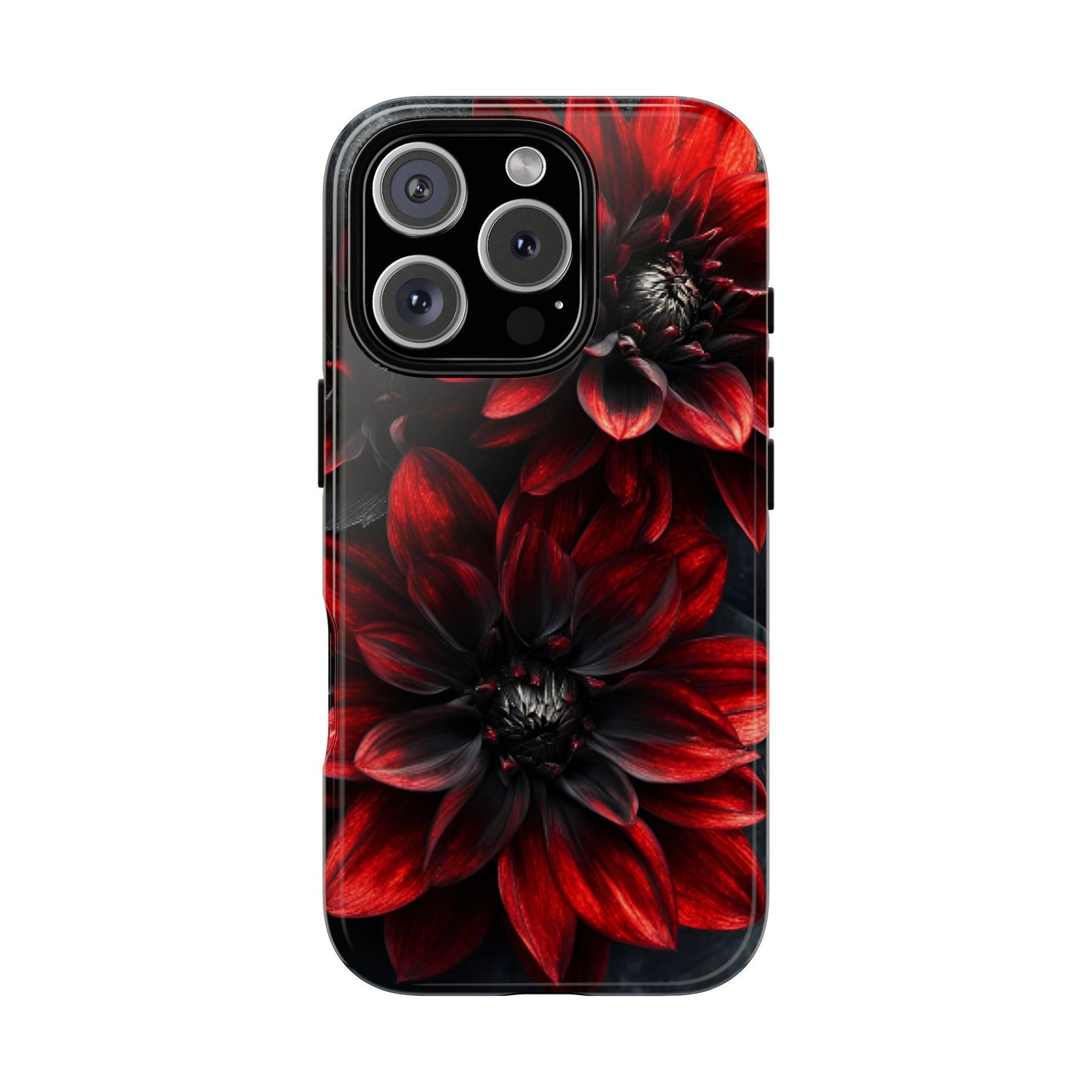 Black and Red Flower Phone Case - Gothic Dark Floral Phone Cases - iPhone 16 15 14 13 12 11, Samsung Galaxy & Google Pixel Phone Covers