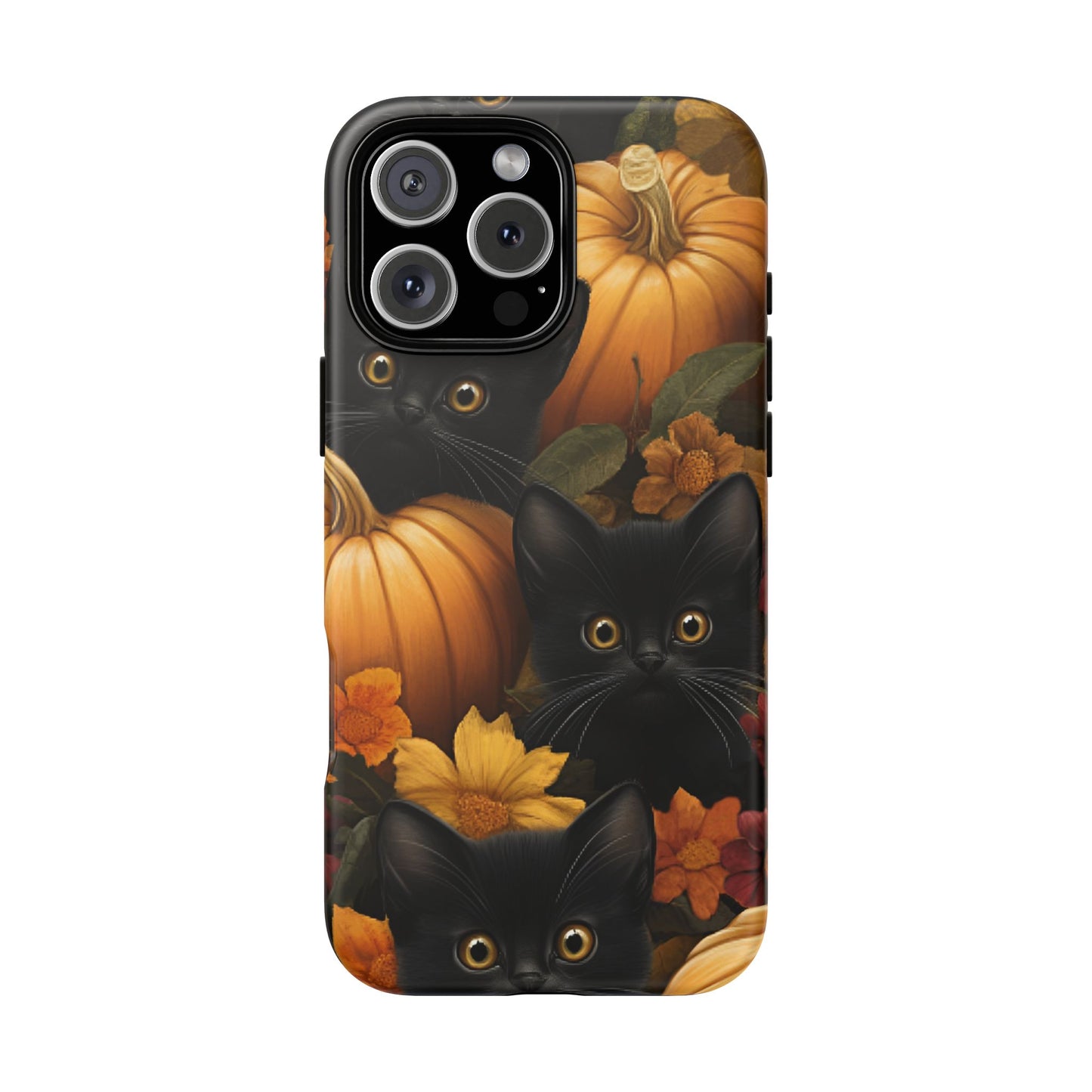 Black Cats and Pumpkins Phone Case - Cute Halloween Phone Cases - iPhone 16 15 14 13 12 11, Samsung Galaxy & Google Pixel Phone Covers