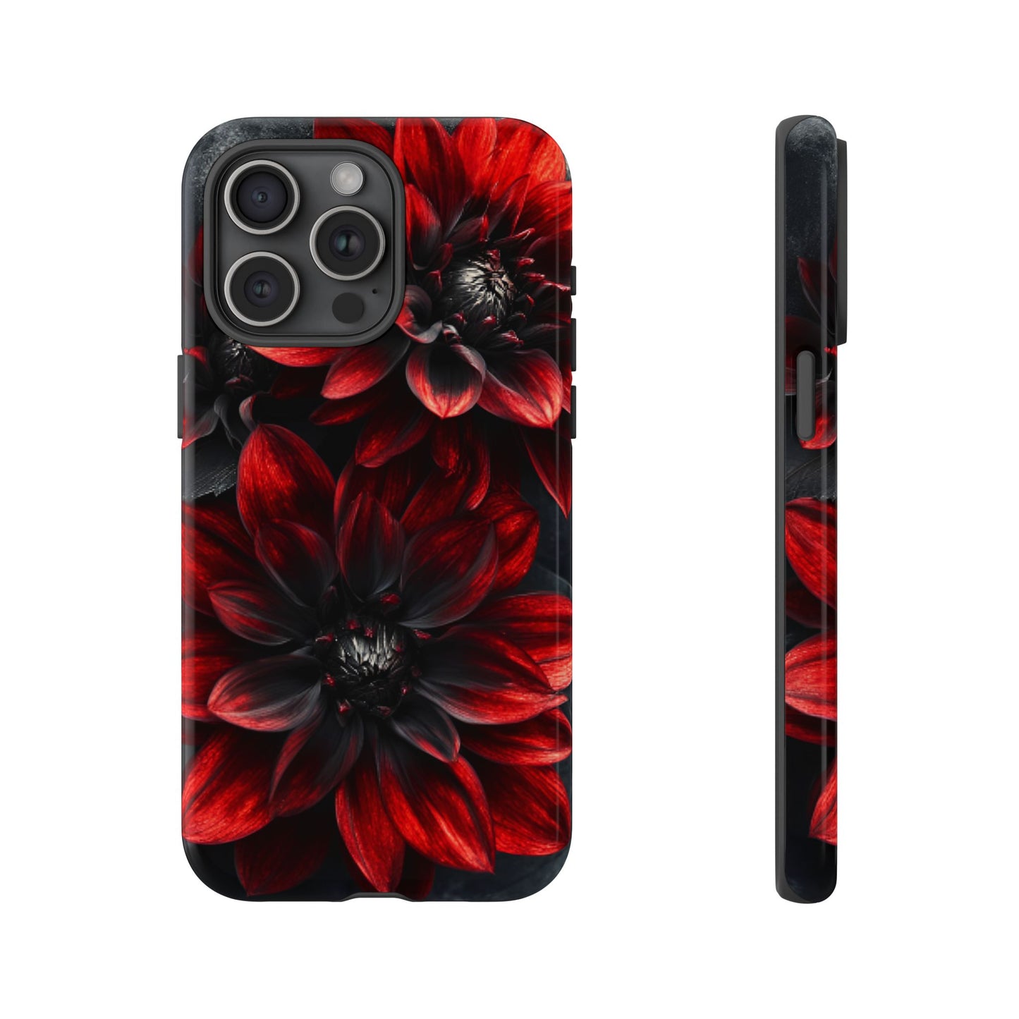 Black and Red Flower Phone Case - Gothic Dark Floral Phone Cases for iPhone 16 15 14 13 12 11, Samsung Galaxy & Google Pixel