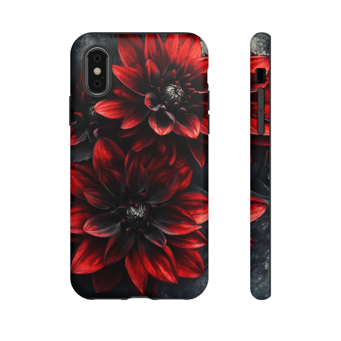 Black and Red Flower Phone Case - Gothic Dark Floral Phone Cases for iPhone 16 15 14 13 12 11, Samsung Galaxy & Google Pixel