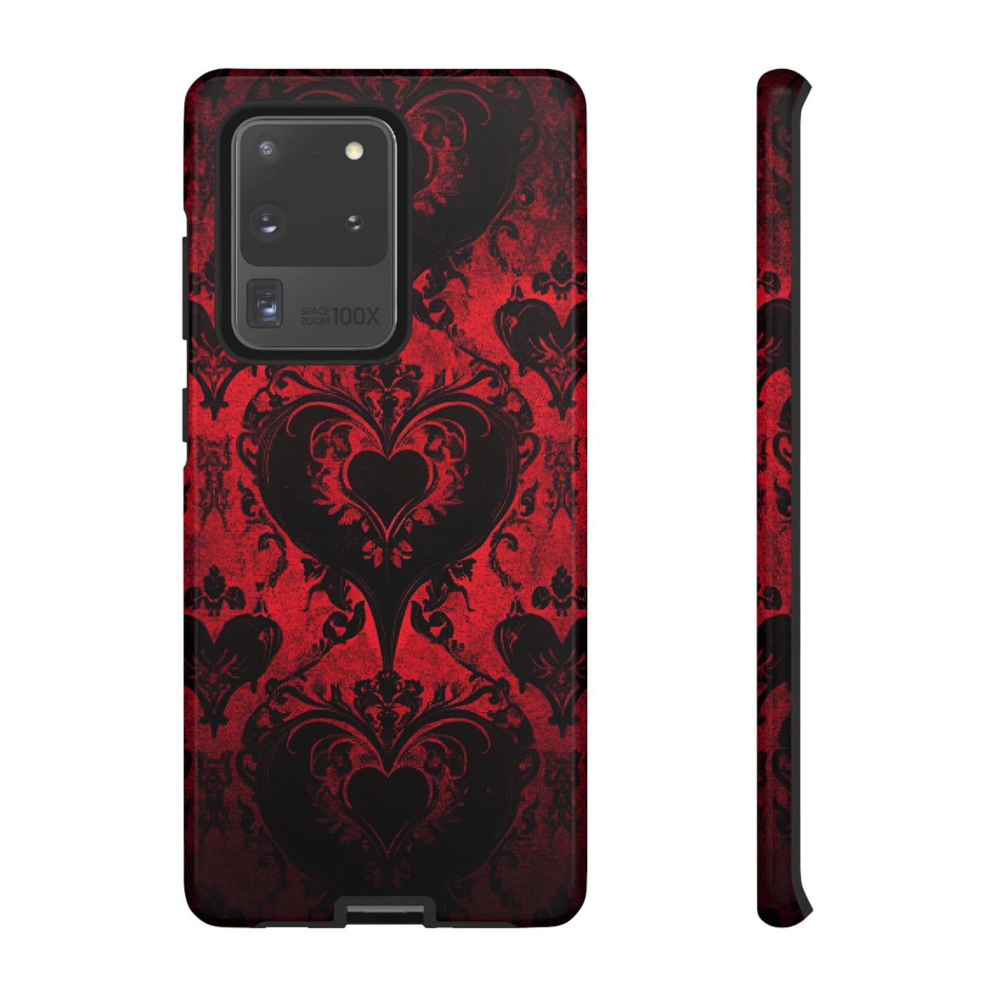 Gothic Dark Romance Phone Case - Black Hearts Phone Cover - iPhone 16 15 14 13 12 11, Samsung Galaxy & Google Pixel Phone Covers