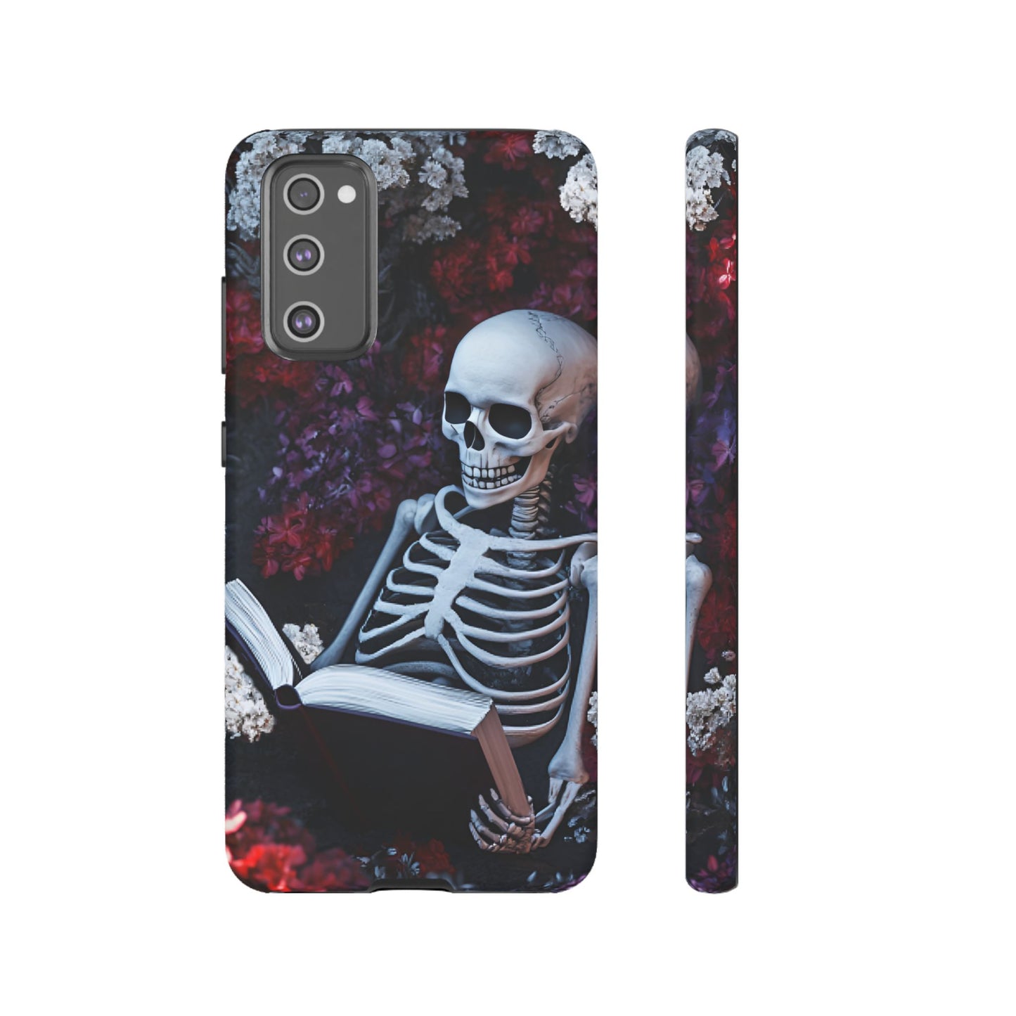 Skeleton Reading Book Phone Case - Bookish Halloween Phone Cases for iPhone 16 15 14 13 12 11, Samsung Galaxy & Google Pixel