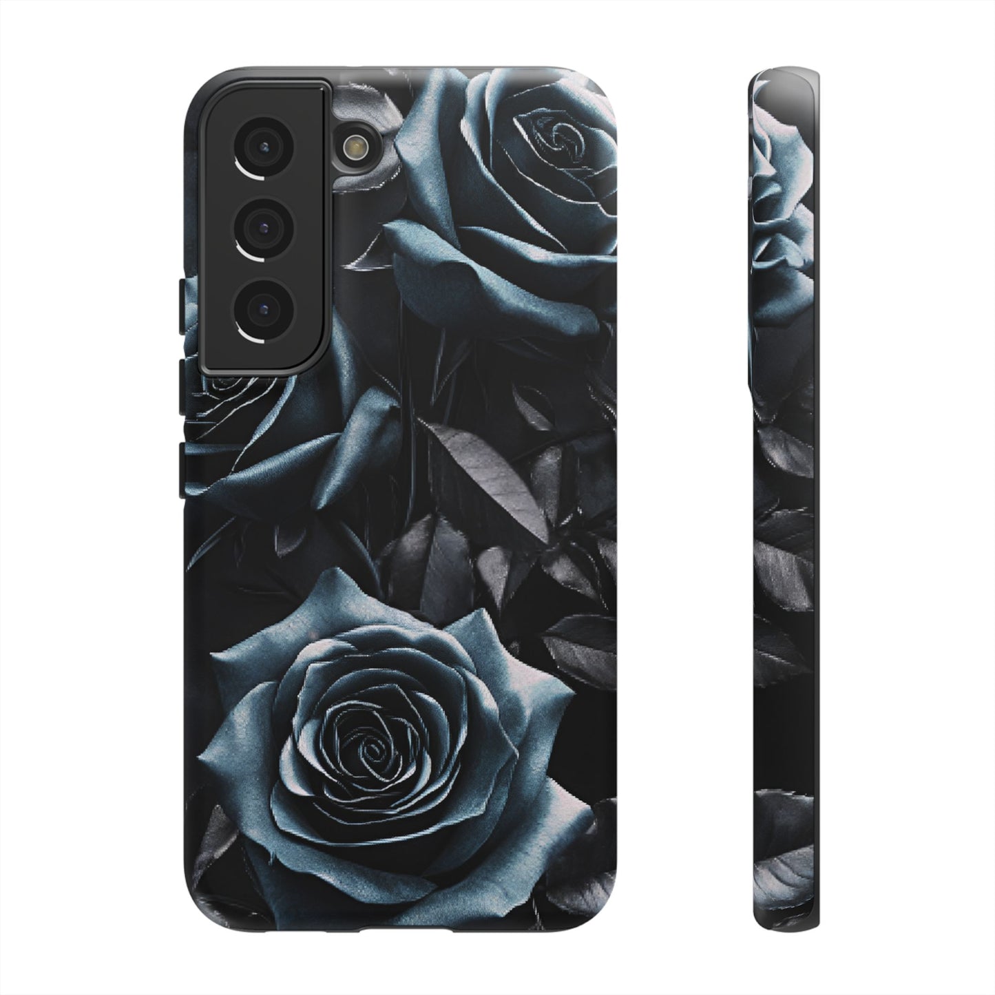 Black and Blue Roses Phone Case - Dark and Moody Gothic Flower Phone Cases for iPhone 16 15 14 13 12 11, Samsung Galaxy & Google Pixel