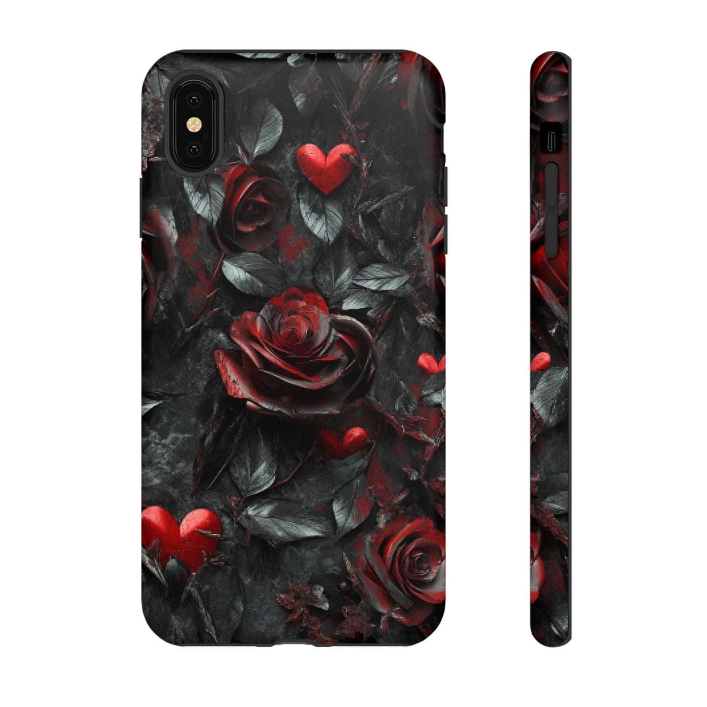 Gothic Valentine Phone Case - Dark Romance Roses and Hearts - iPhone 16 15 14 13 12 11, Samsung Galaxy & Google Pixel Phone Covers - Boo and Bewear