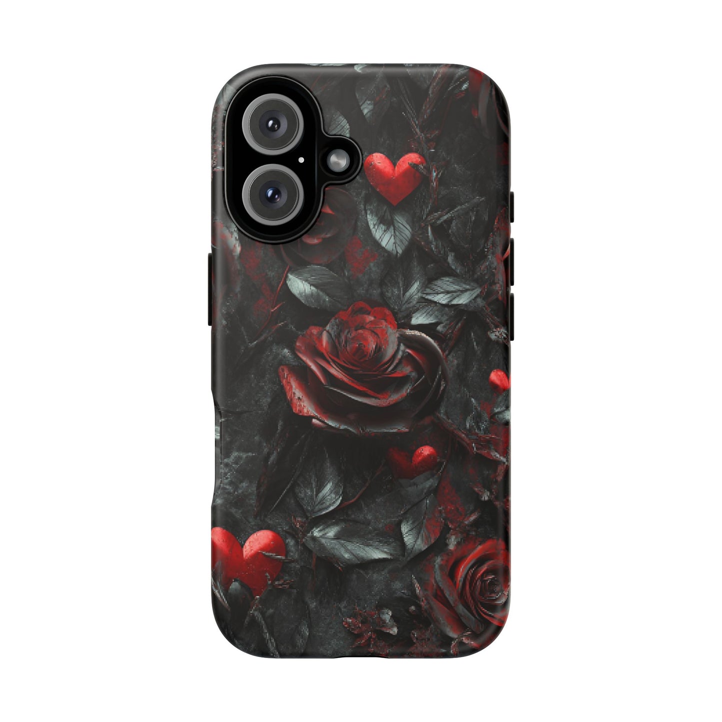 Gothic Valentine Phone Case - Dark Romance Roses and Hearts - iPhone 16 15 14 13 12 11, Samsung Galaxy & Google Pixel Phone Covers