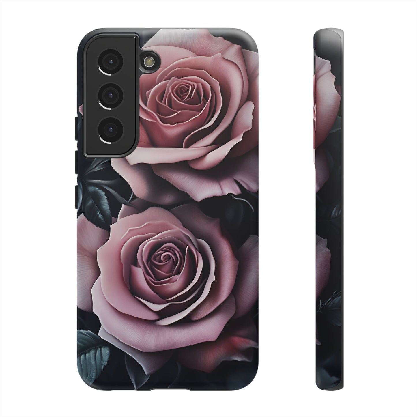 Pastel Goth Roses Phone Case - Gothic Black and Pink Flowers Phone Cases - iPhone 16 15 14 13 12 11, Samsung Galaxy & Google Pixel Phone Covers