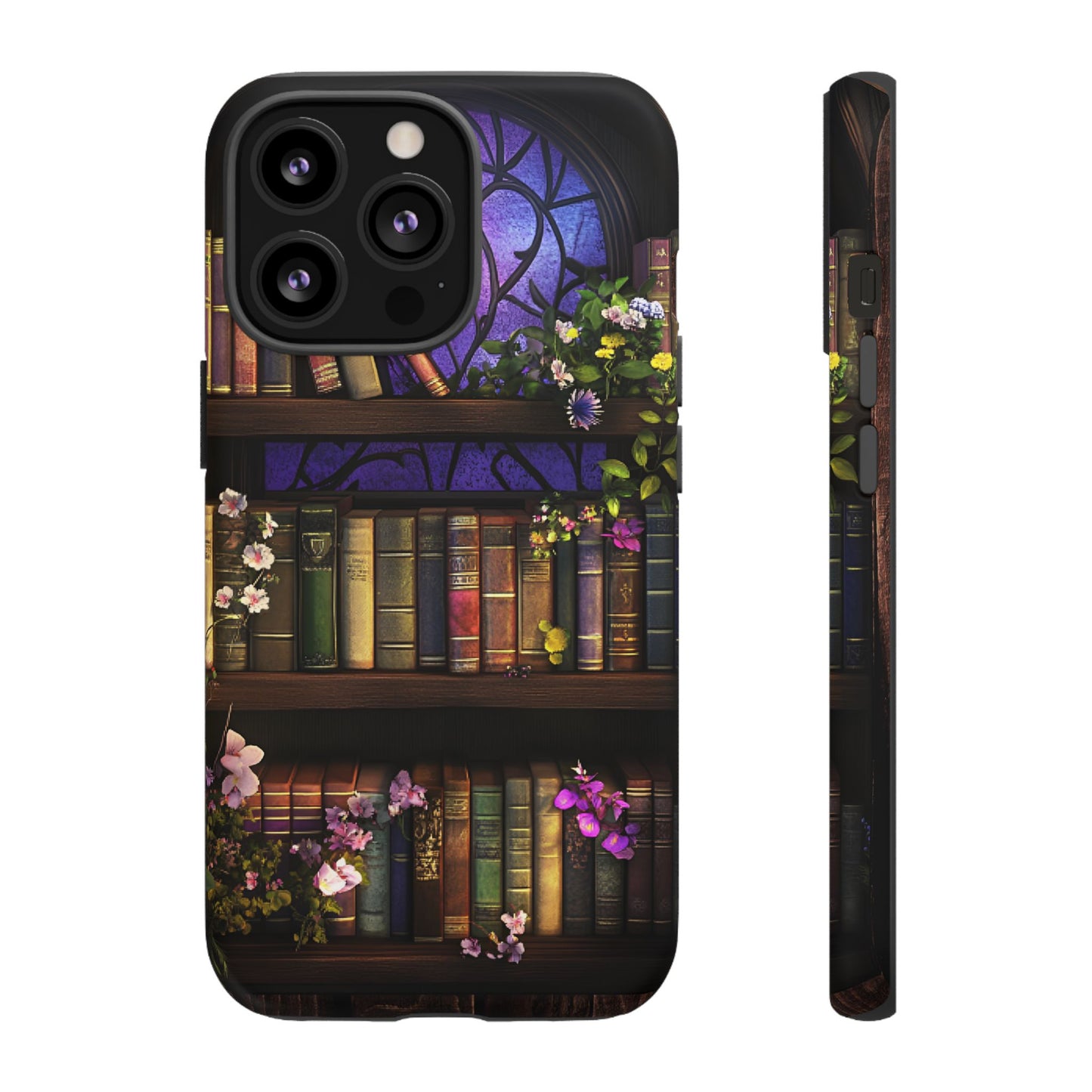 Bookshelf Phone Case - Dark Academia Stained Glass Phone Cases - iPhone 16 15 14 13 12 11, Samsung Galaxy & Google Pixel Phone Covers