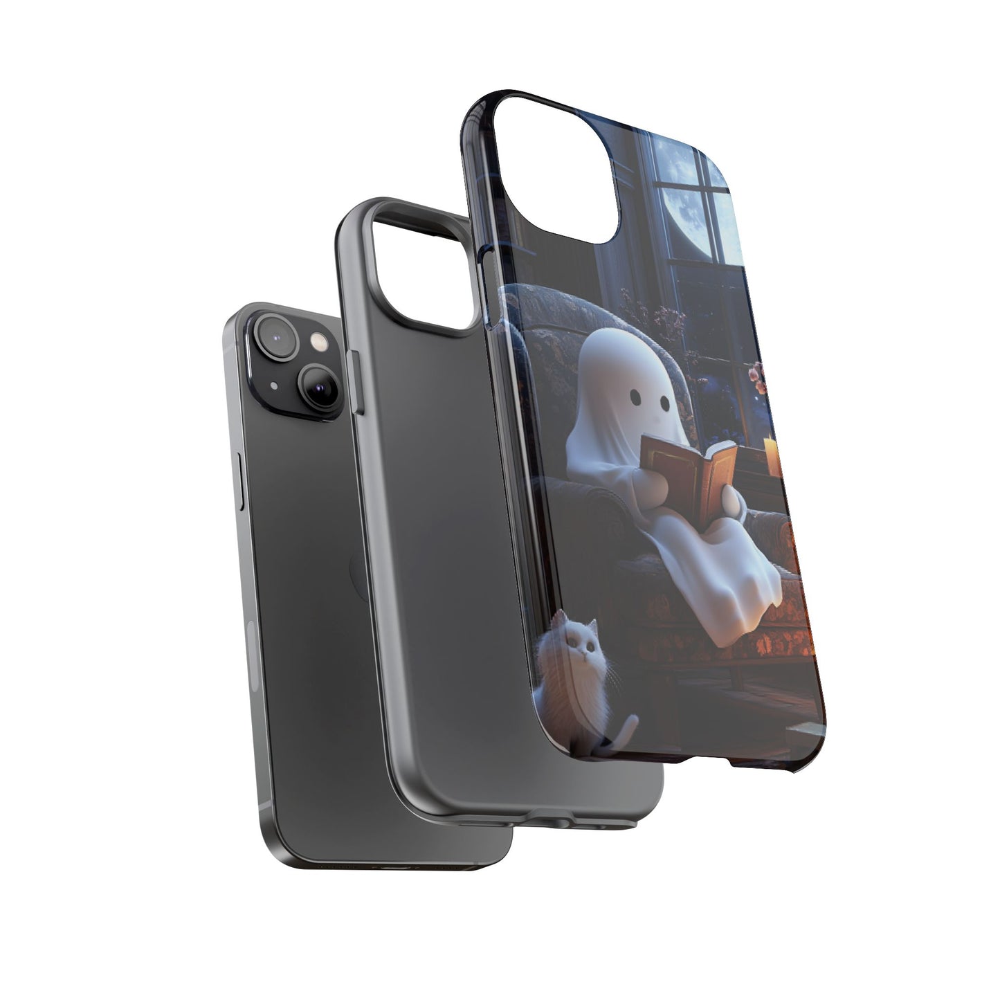 Ghost Reading Book Phone Case - Bookish Halloween Phone Cases - iPhone 16 15 14 13 12 11, Samsung Galaxy & Google Pixel Phone Covers