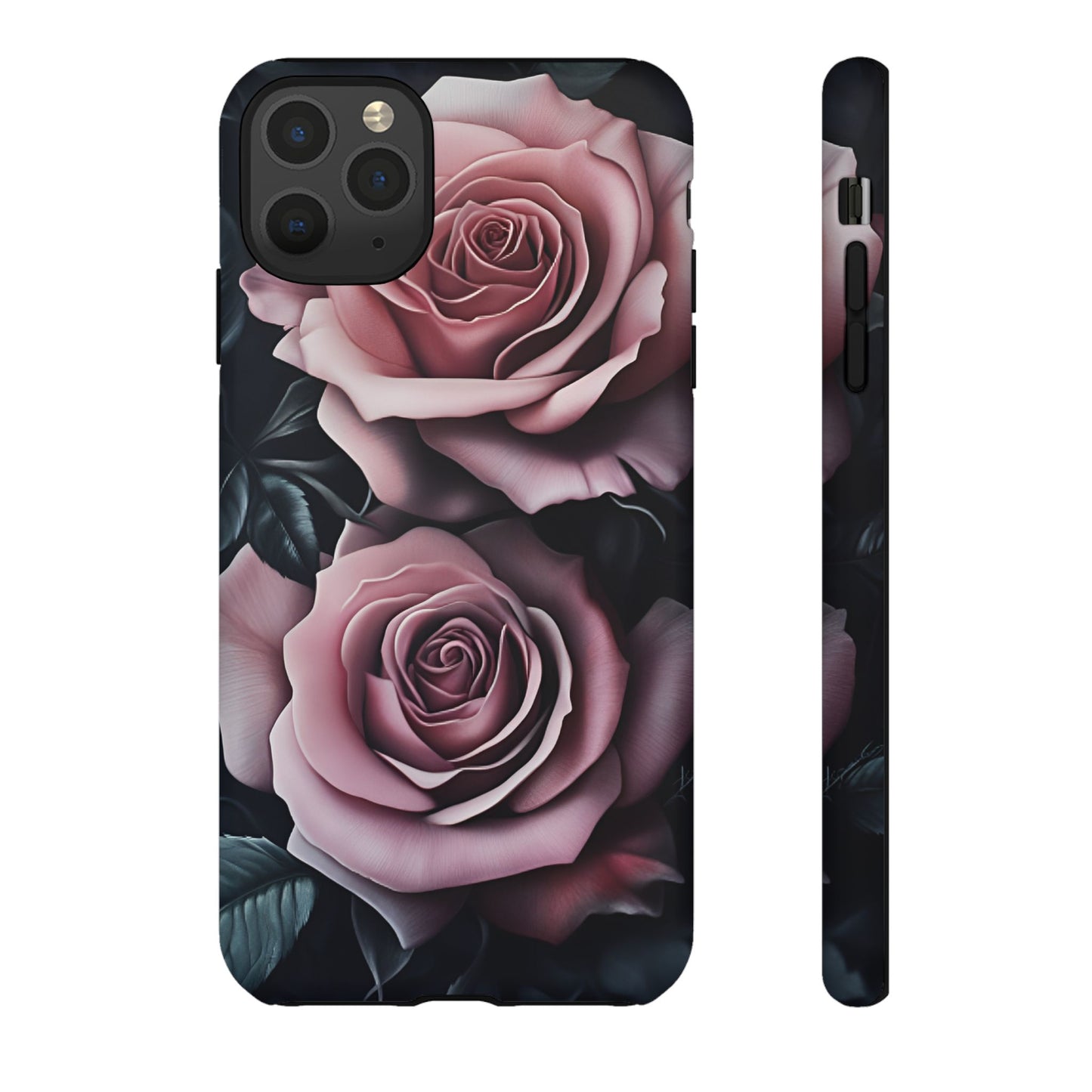 Pastel Goth Roses Phone Case - Gothic Black and Pink Flowers Phone Cases for iPhone 16 15 14 13 12 11, Samsung Galaxy & Google Pixel