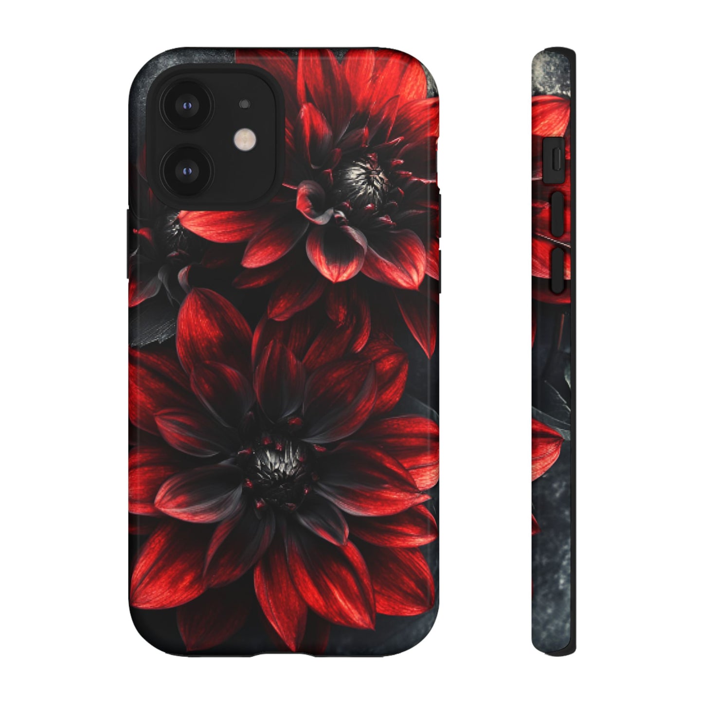 Black and Red Flower Phone Case - Gothic Dark Floral Phone Cases - iPhone 16 15 14 13 12 11, Samsung Galaxy & Google Pixel Phone Covers