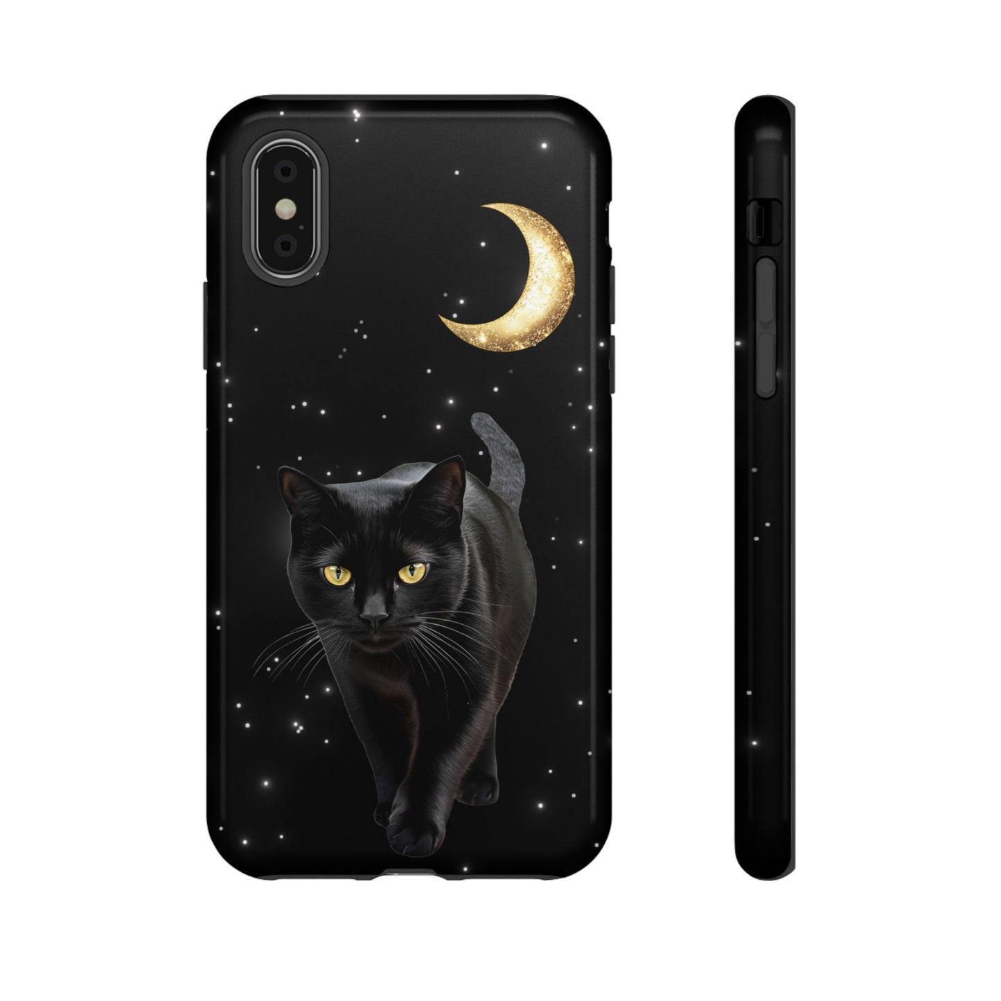 Black Cat and Moon Phone Case - Celestial Cat Lover Phone Cases - iPhone 16 15 14 13 12 11, Samsung Galaxy & Google Pixel Phone Covers - Boo and Bewear