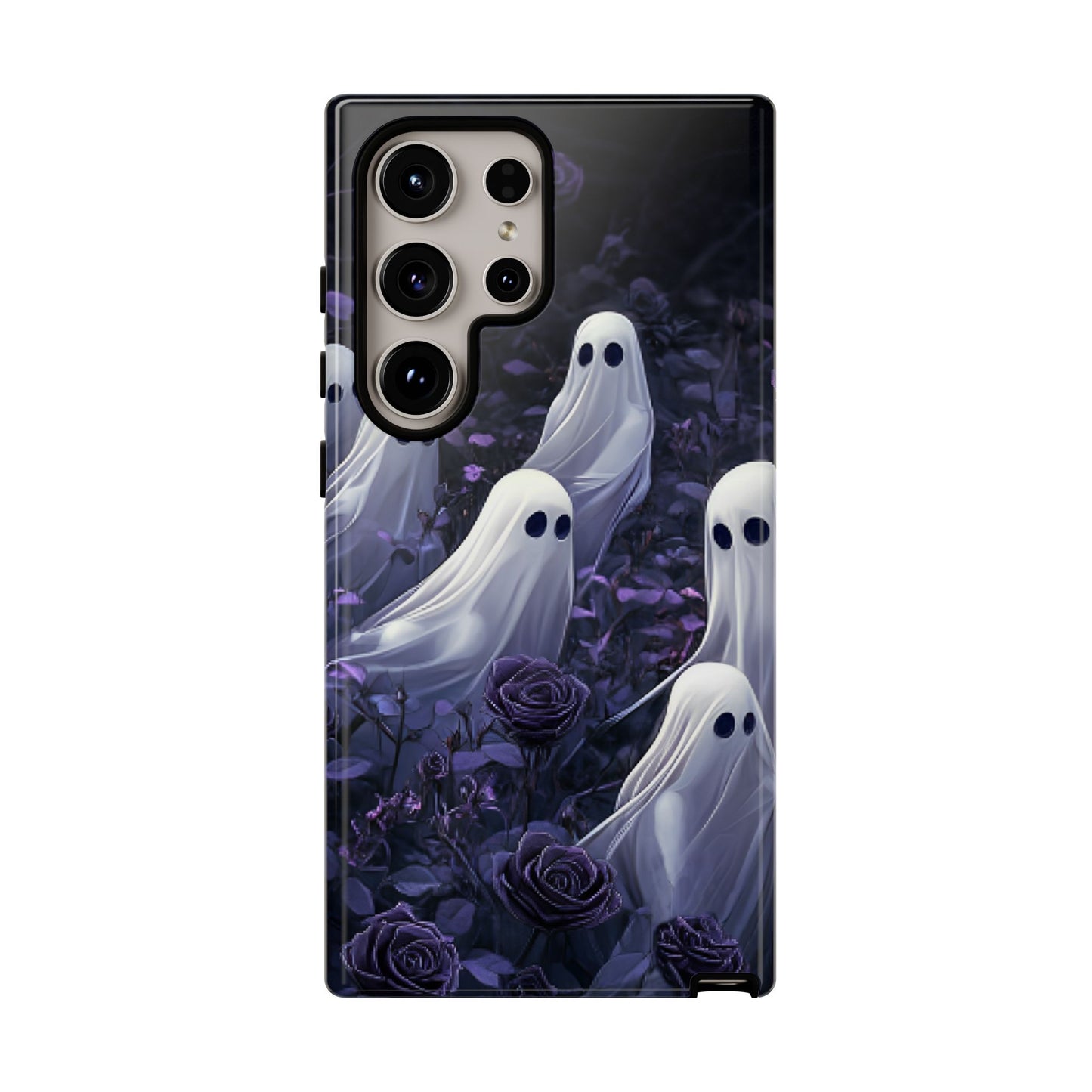 Halloween Phone Case - Ghosts in Purple Rose Garden for iPhone 16 15 14 13 12 11, Samsung Galaxy & Google Pixel Phone Covers