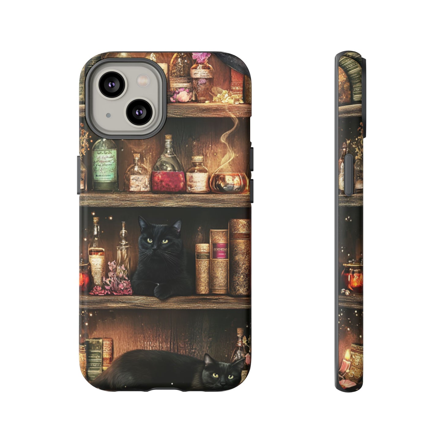 Witch Bookshelf Phone Case - Witchy Books Potions and Black Cats for iPhone 16 15 14 13 12 11, Samsung Galaxy & Google Pixel