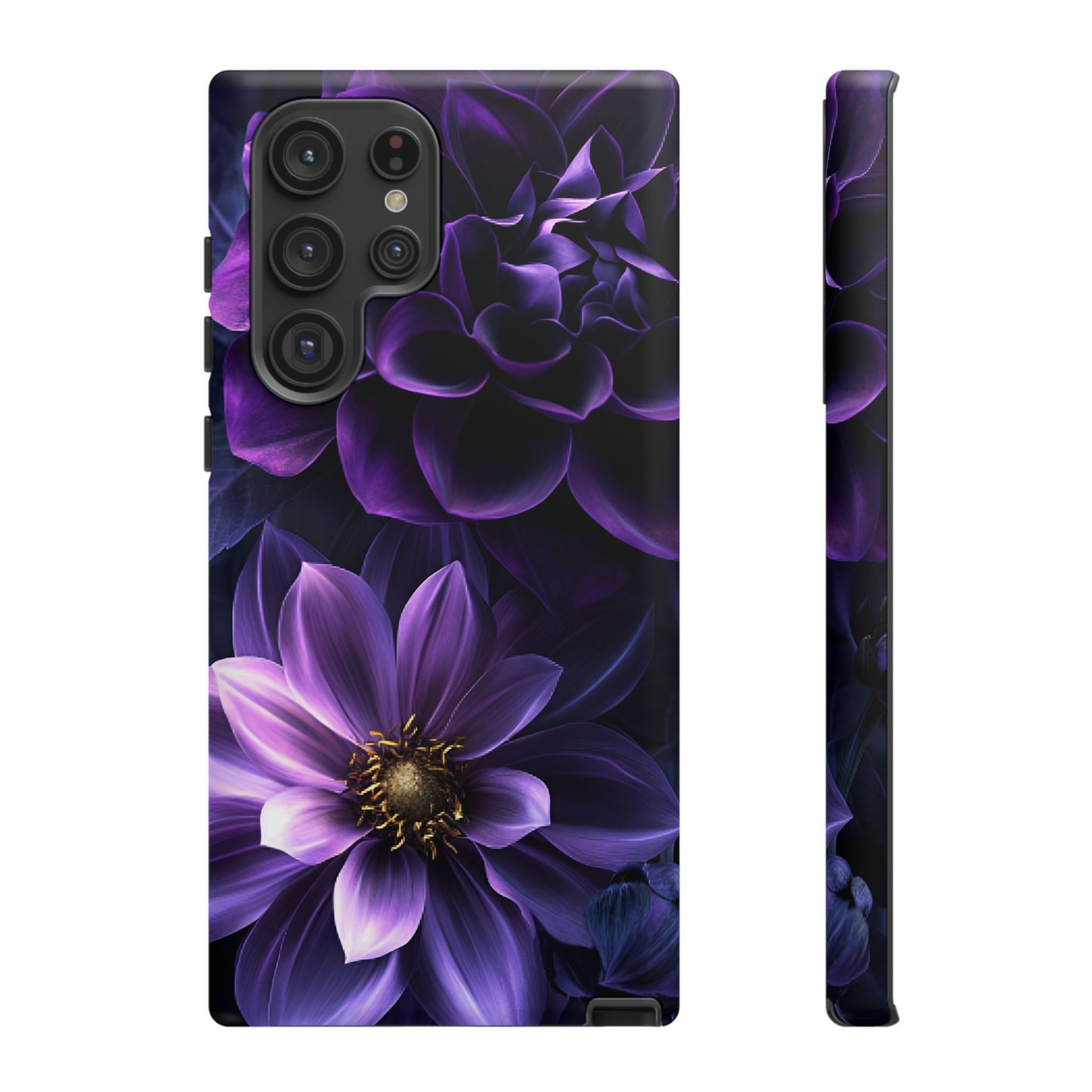 Black and Purple Flowers Phone Case - Dark Gothic Bloom Phone Cases for iPhone 16 15 14 13 12 11, Samsung Galaxy & Google Pixel