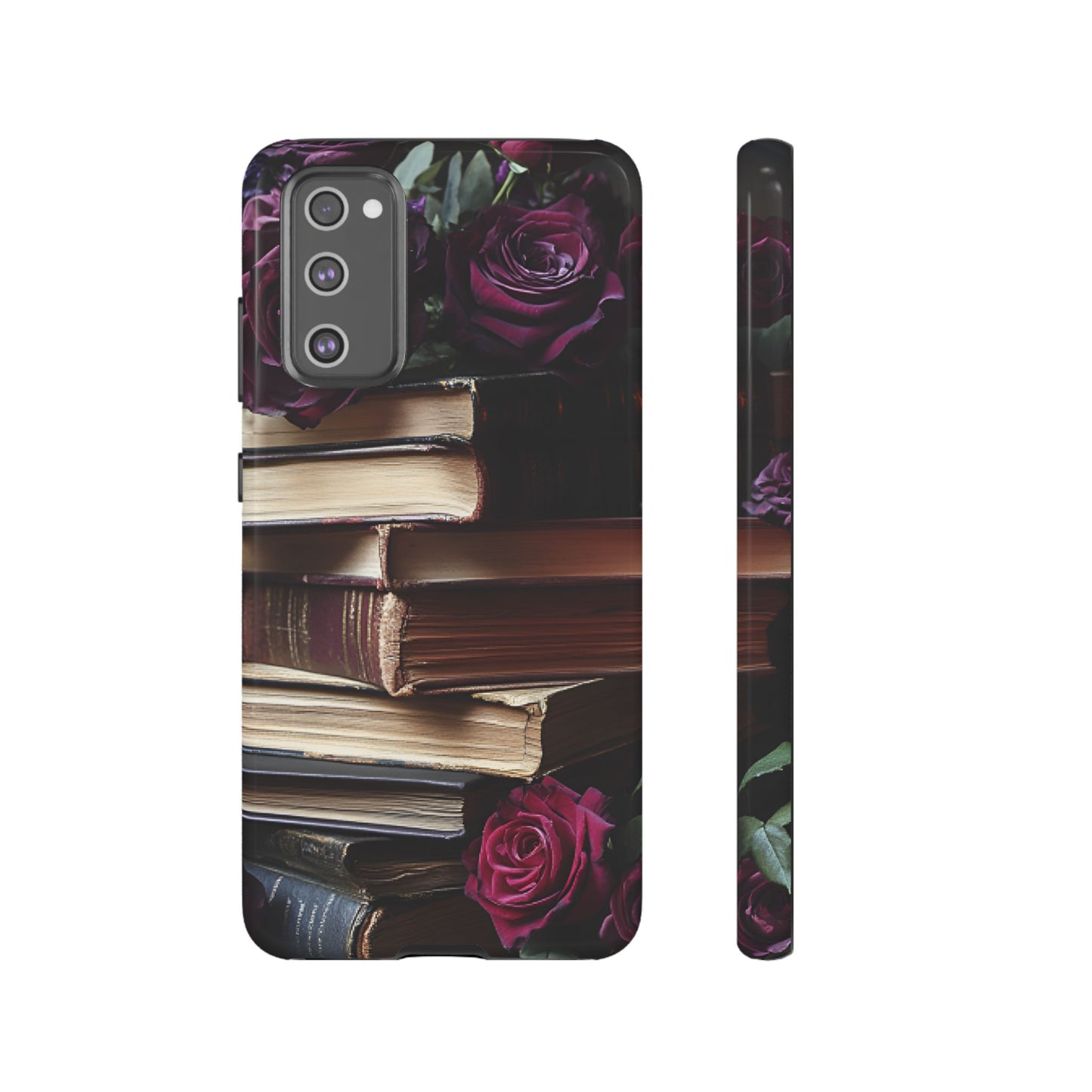 Books and Roses Phone Case - Bookish Dark Academia Phone Cover for iPhone 16 15 14 13 12 11, Samsung Galaxy & Google Pixel