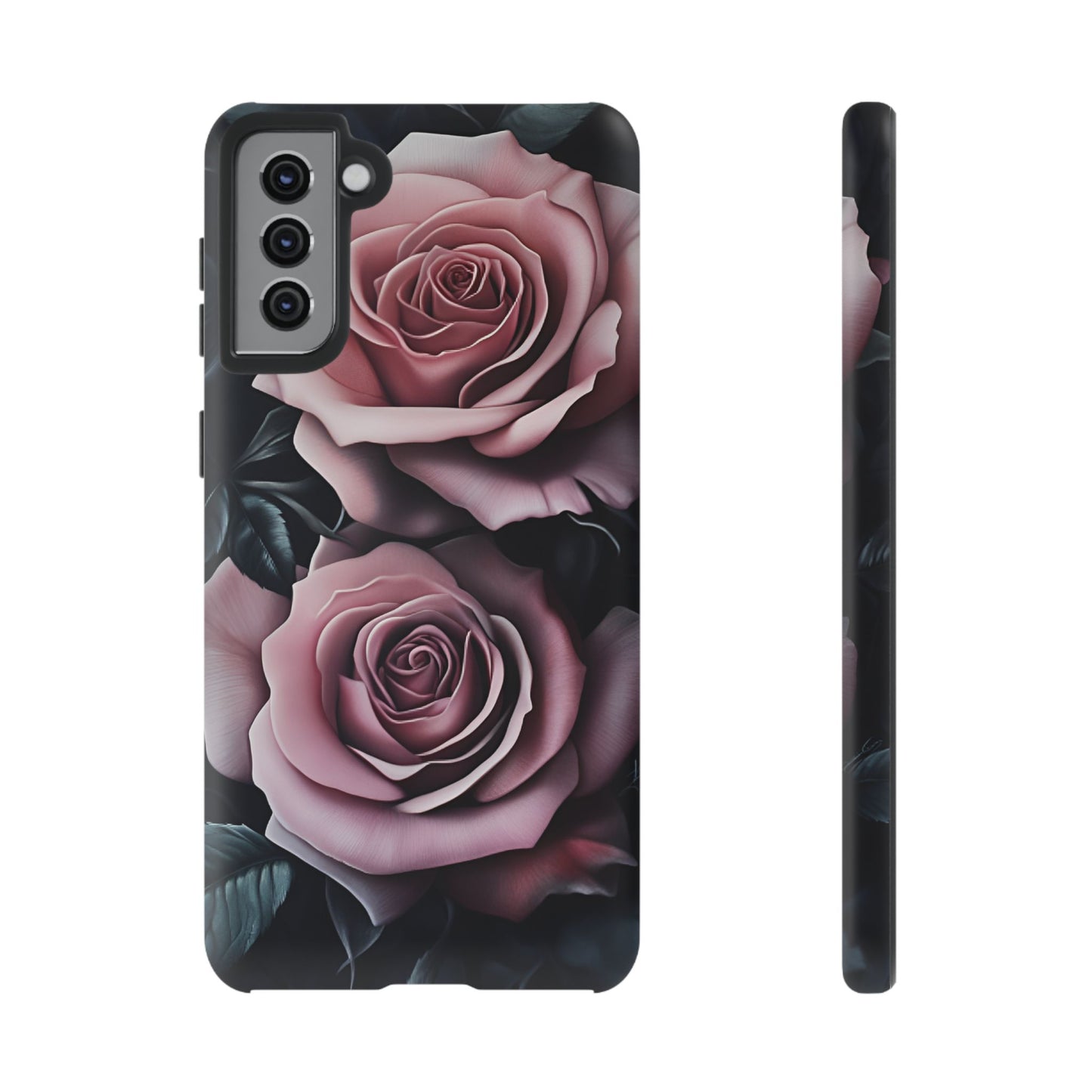 Pastel Goth Roses Phone Case - Gothic Black and Pink Flowers Phone Cases - iPhone 16 15 14 13 12 11, Samsung Galaxy & Google Pixel Phone Covers