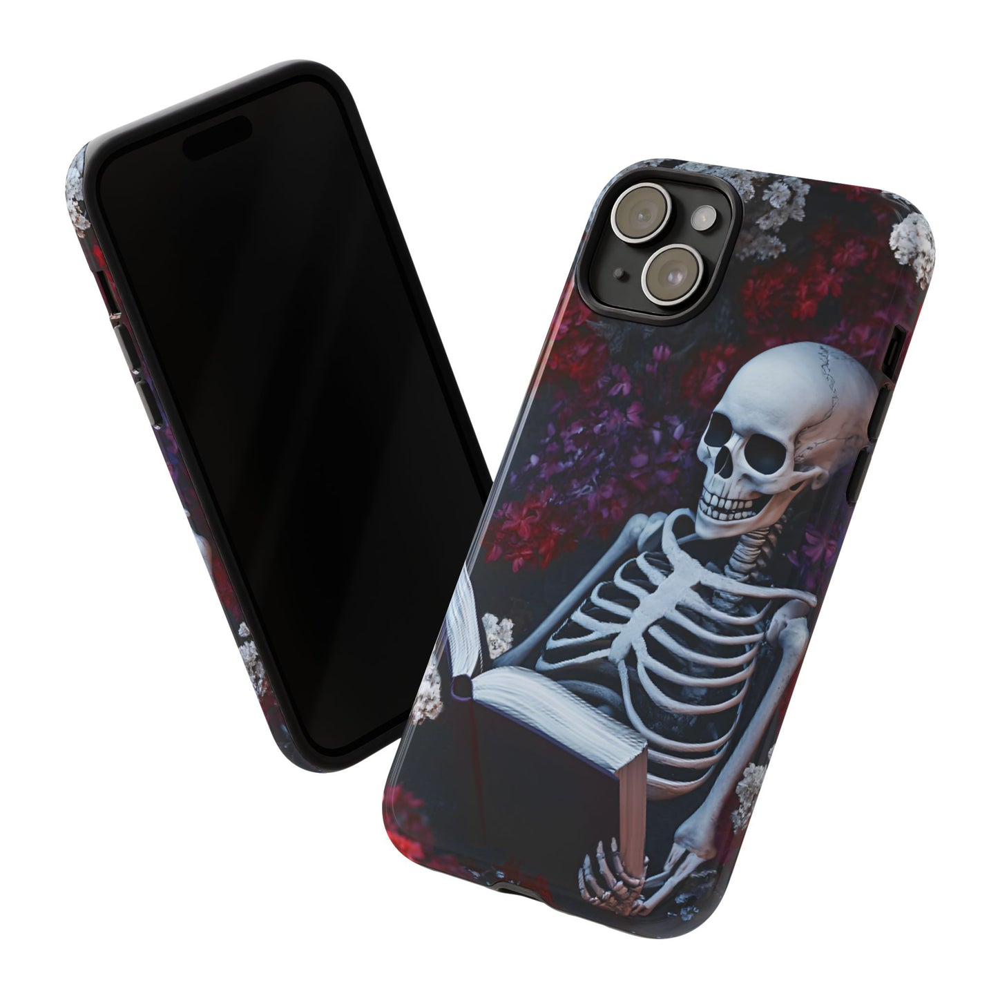 Skeleton Reading Book Phone Case - Bookish Halloween Phone Cases - iPhone 16 15 14 13 12 11, Samsung Galaxy & Google Pixel Phone Covers