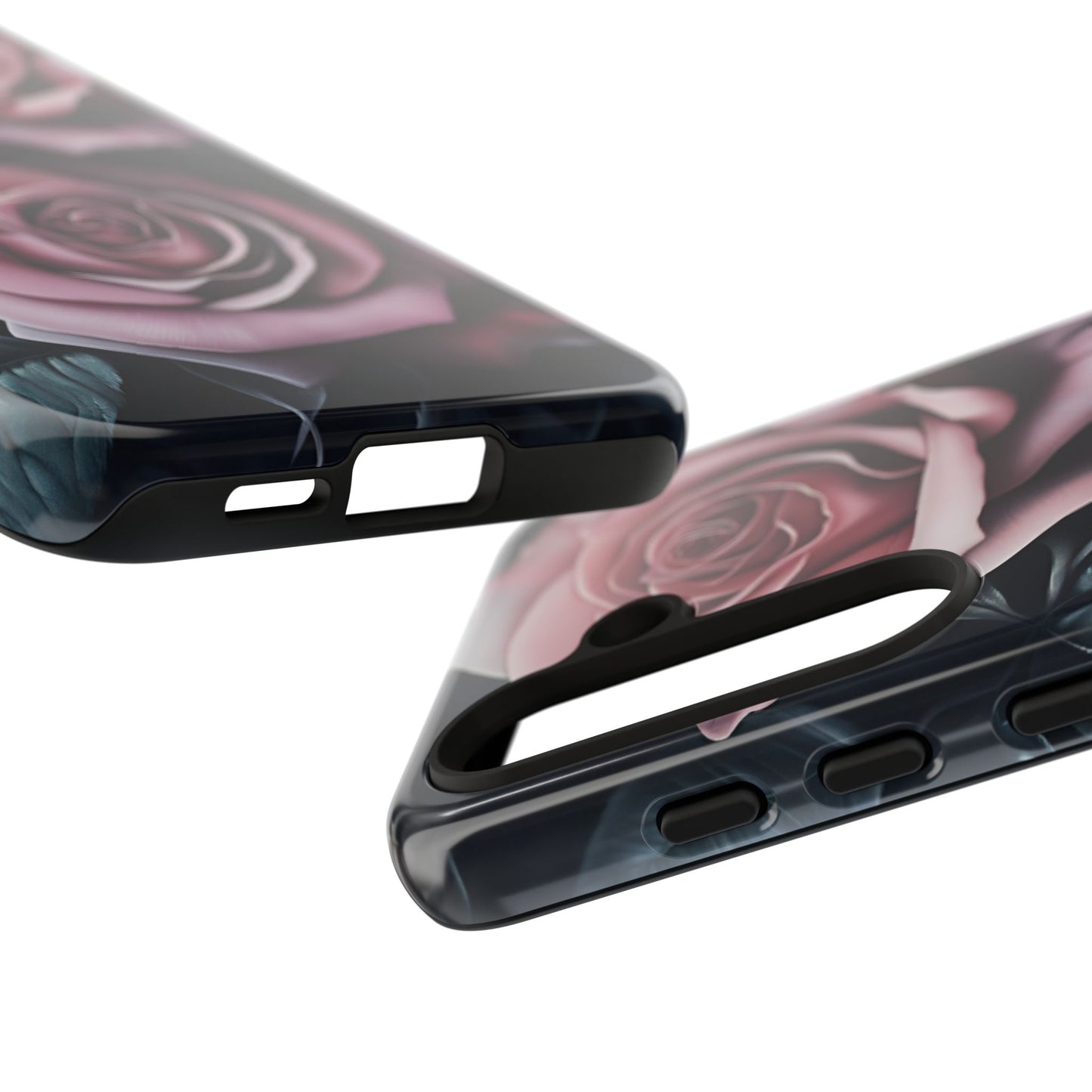 Pastel Goth Roses Phone Case - Gothic Black and Pink Flowers Phone Cases for iPhone 16 15 14 13 12 11, Samsung Galaxy & Google Pixel