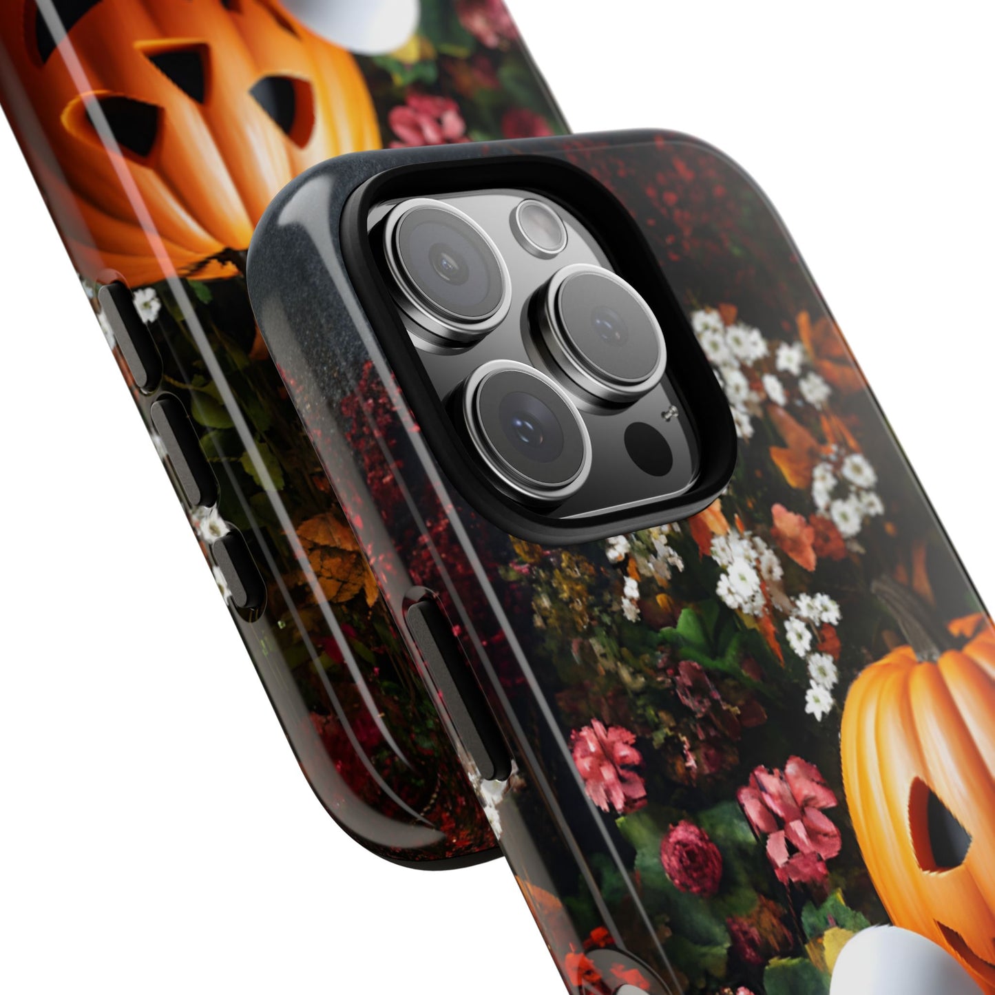 Halloween Phone Case with Cute Ghost and Pumpkins - iPhone 16 15 14 13 12 11, Samsung Galaxy & Google Pixel Phone Covers