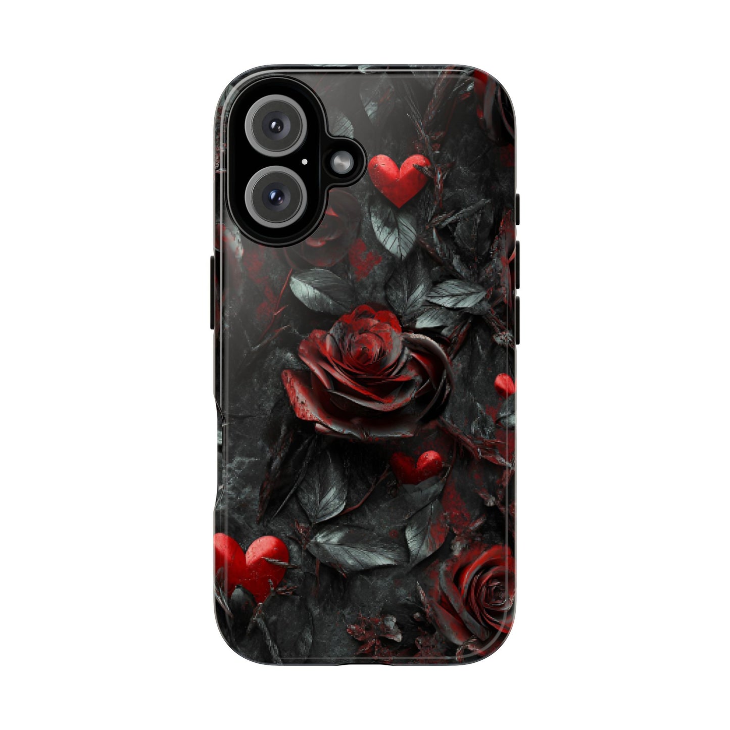 Gothic Valentine Phone Case - Dark Romance Roses and Hearts - iPhone 16 15 14 13 12 11, Samsung Galaxy & Google Pixel Phone Covers