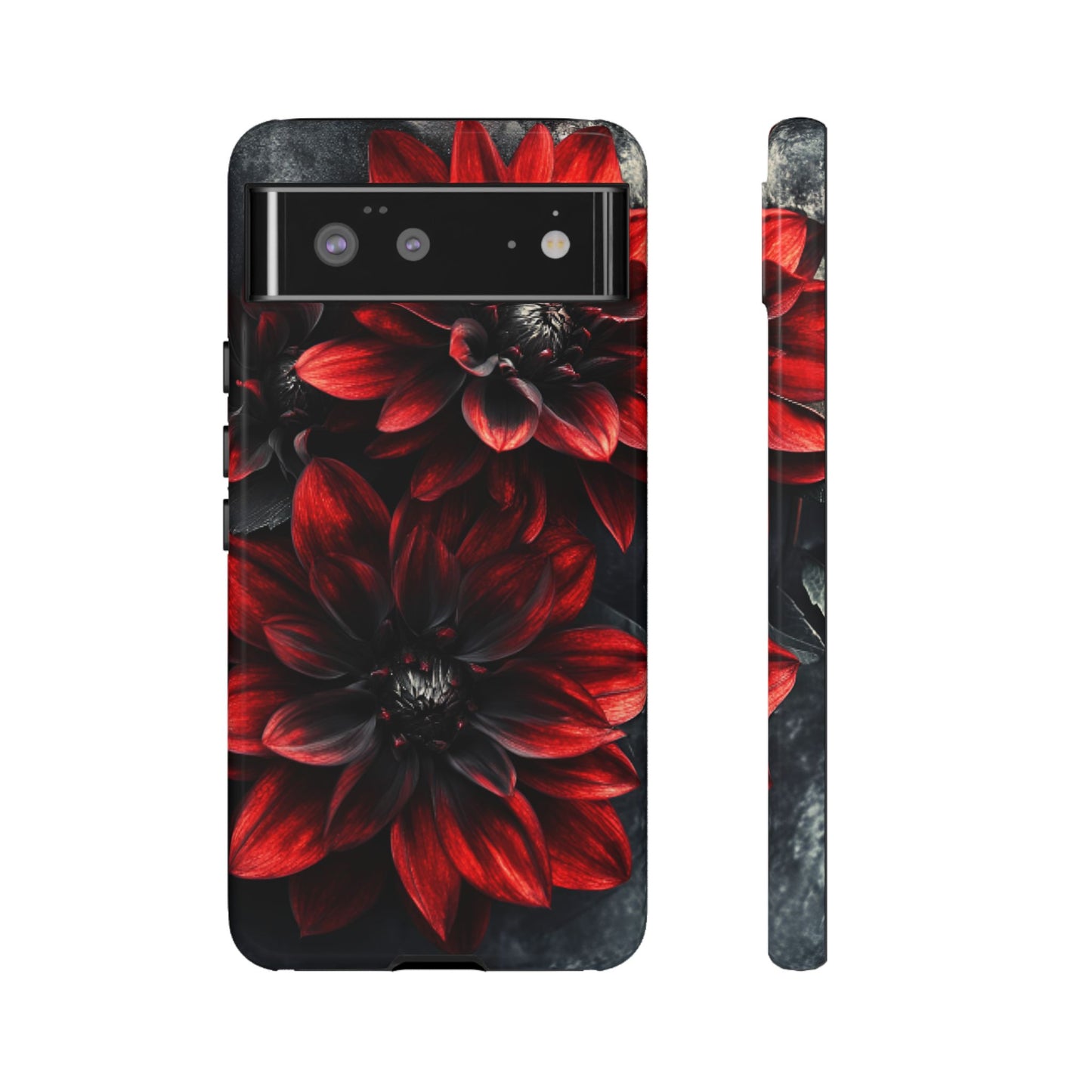 Black and Red Flower Phone Case - Gothic Dark Floral Phone Cases for iPhone 16 15 14 13 12 11, Samsung Galaxy & Google Pixel