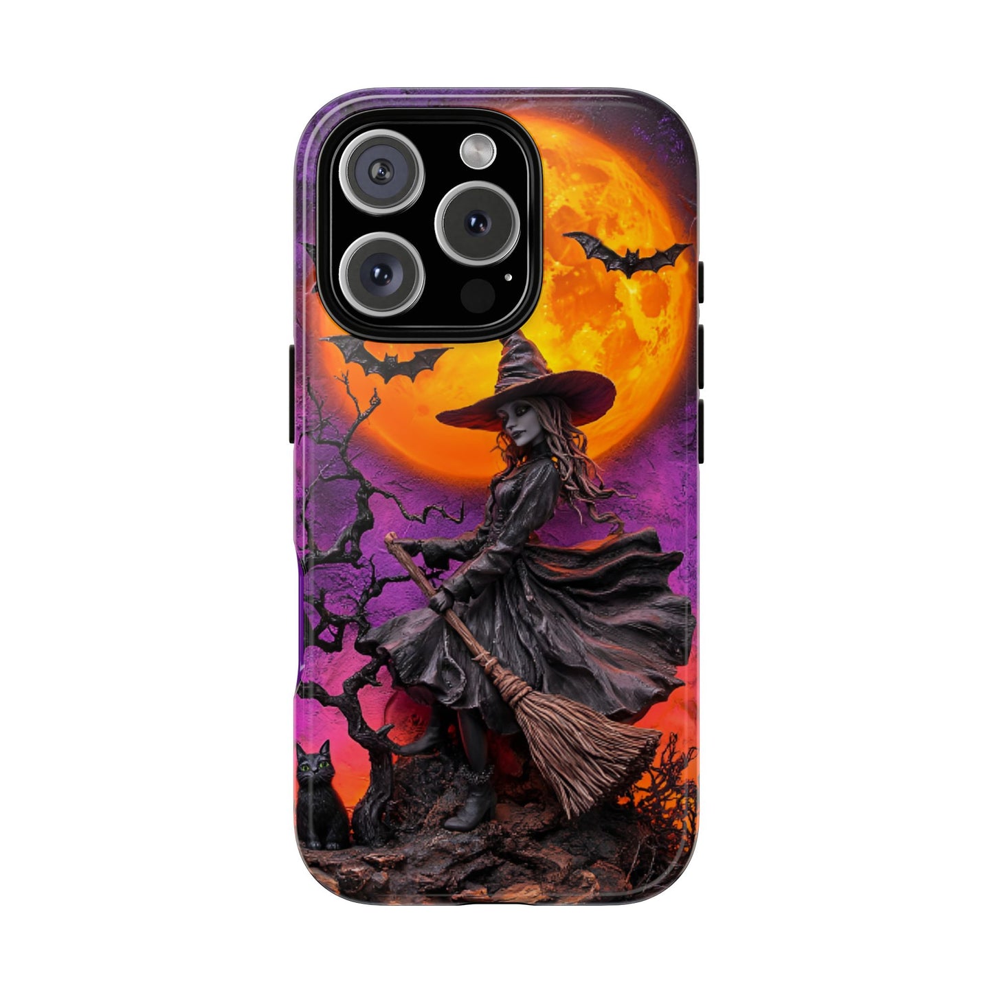 Witch and Bats Phone Case - Witchy Halloween Phone Cases - iPhone 16 15 14 13 12 11, Samsung Galaxy & Google Pixel Phone Covers